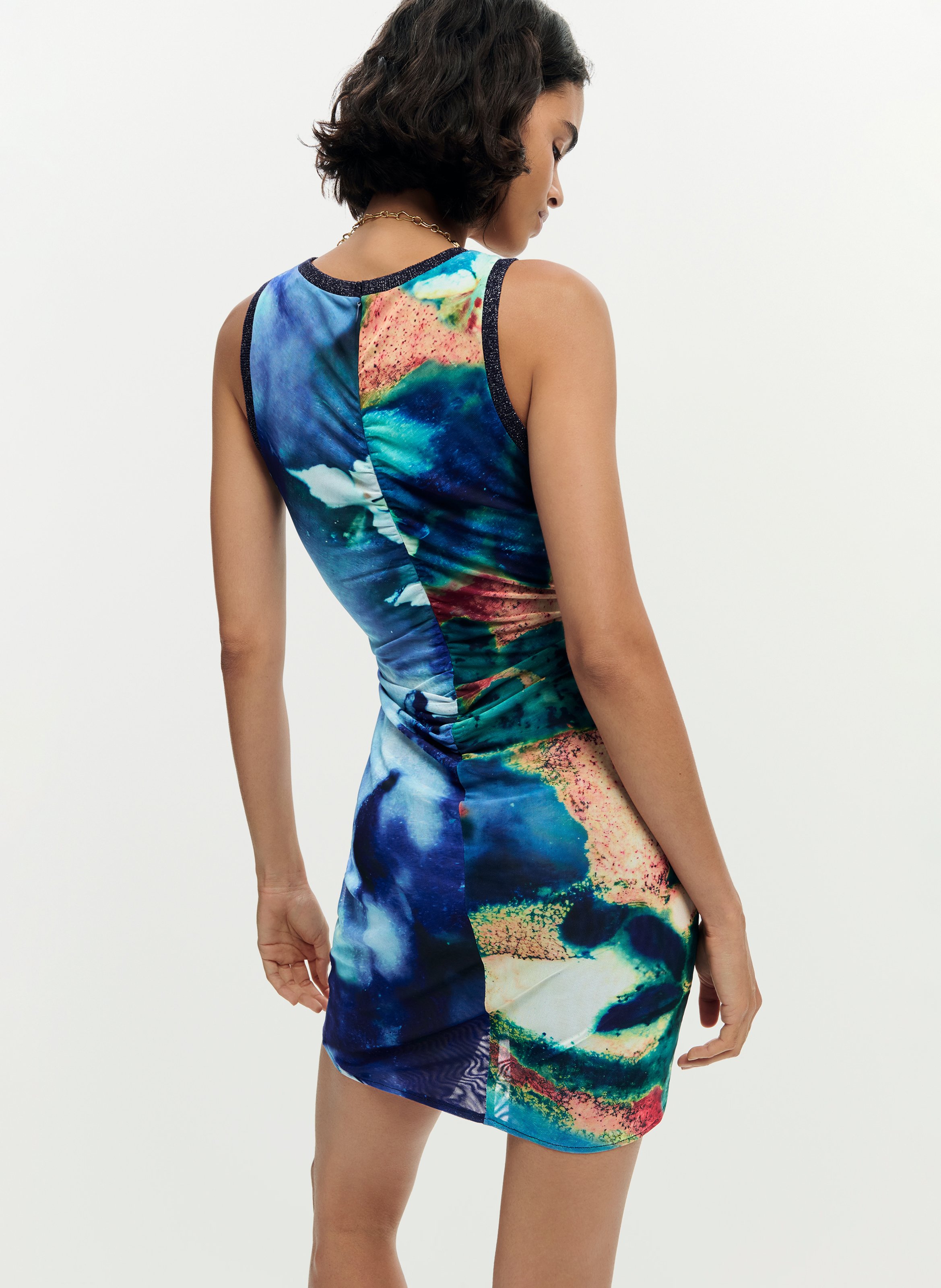 Robe courte ajustée imprimée DESIGUAL Bleu
