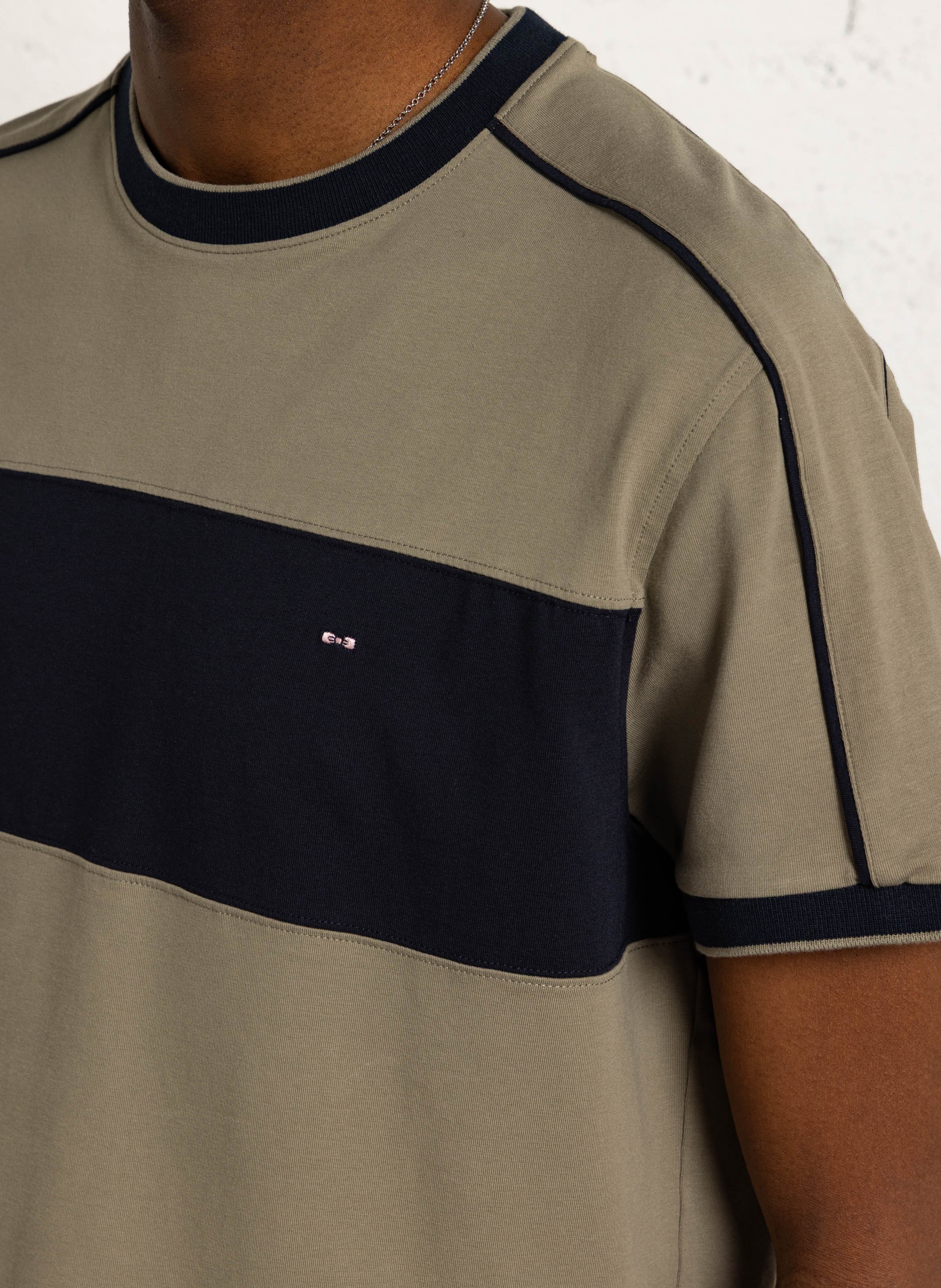 Tee-shirt droit col rond en coton mélangé EDEN PARK Beige