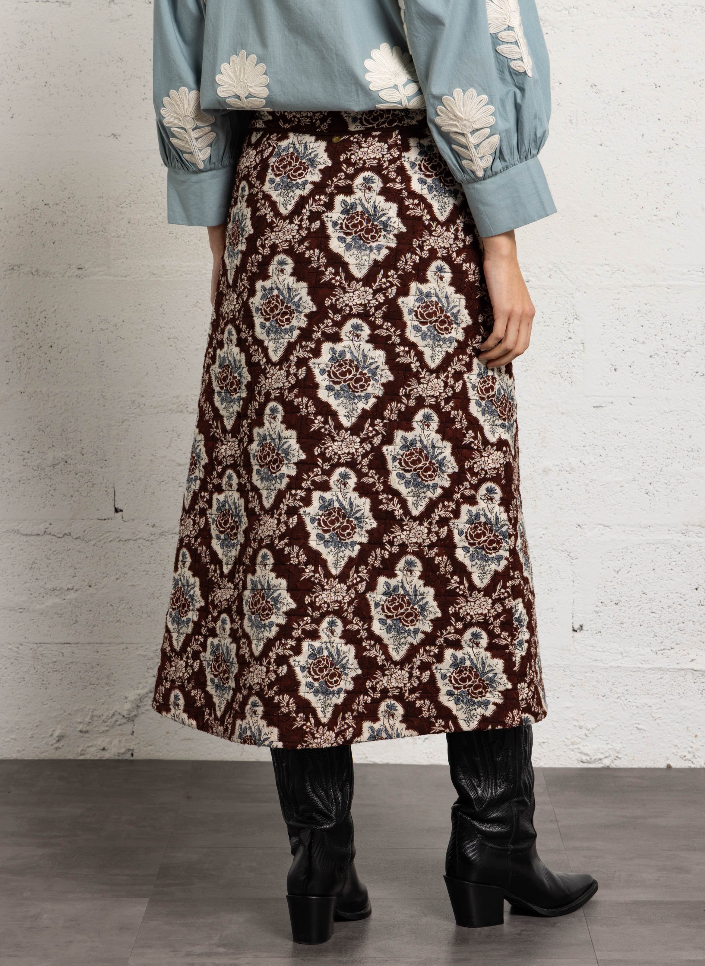 Gepolsterter Baumwollrock ANTIK BATIK Braun