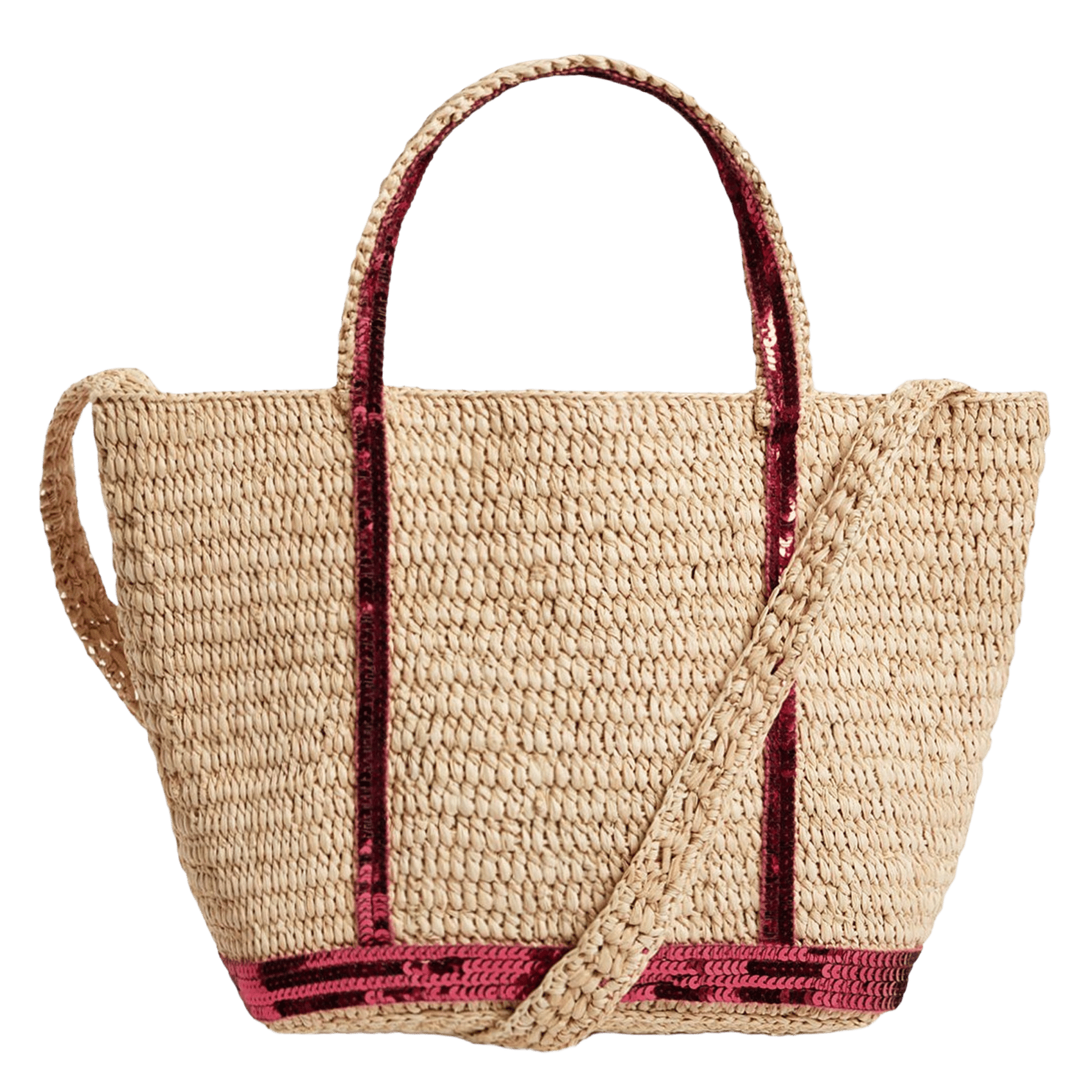 Sequined raffia tote bag VANESSA BRUNO Pink