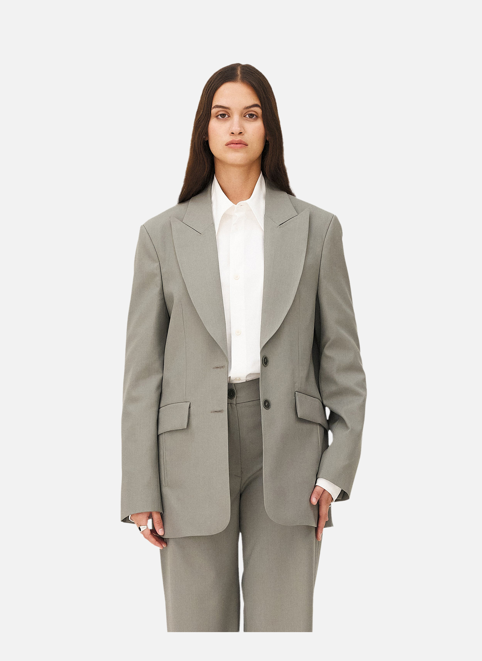 Suit jacket in eucalyptus suri Noyoco Green