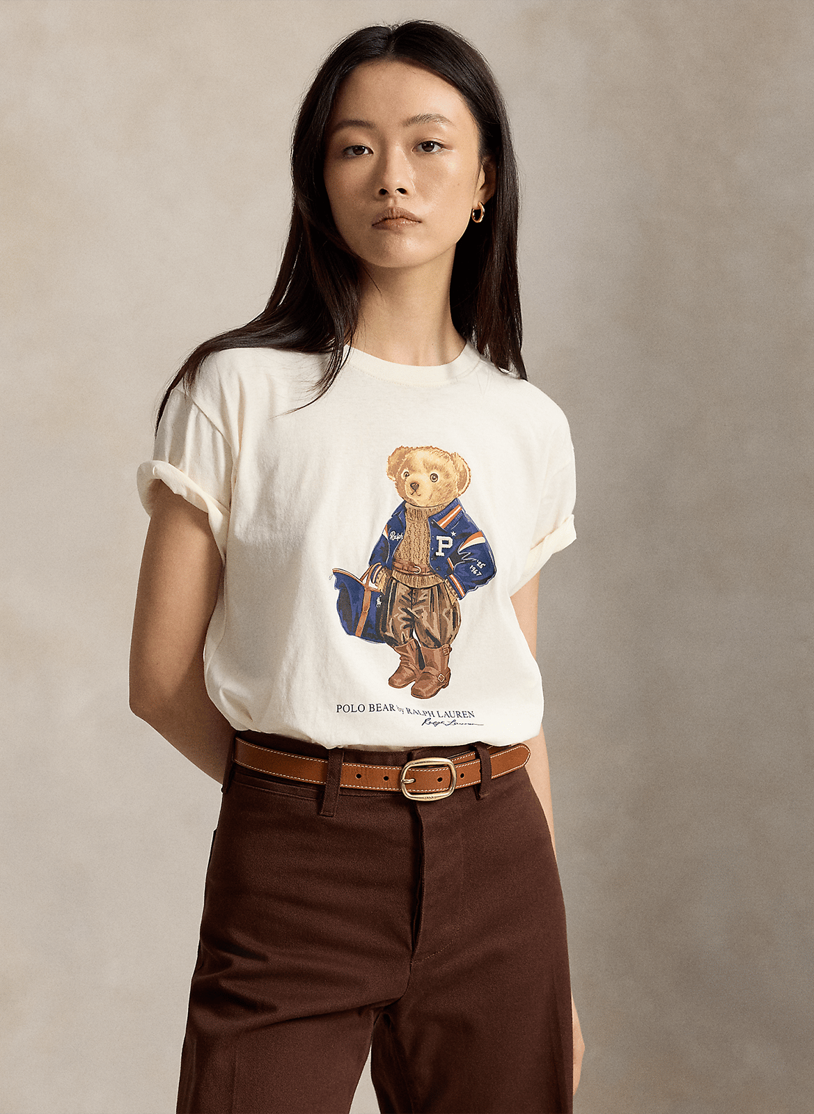 Straight-cut printed cotton T-shirt with round neck POLO RALPH LAUREN White