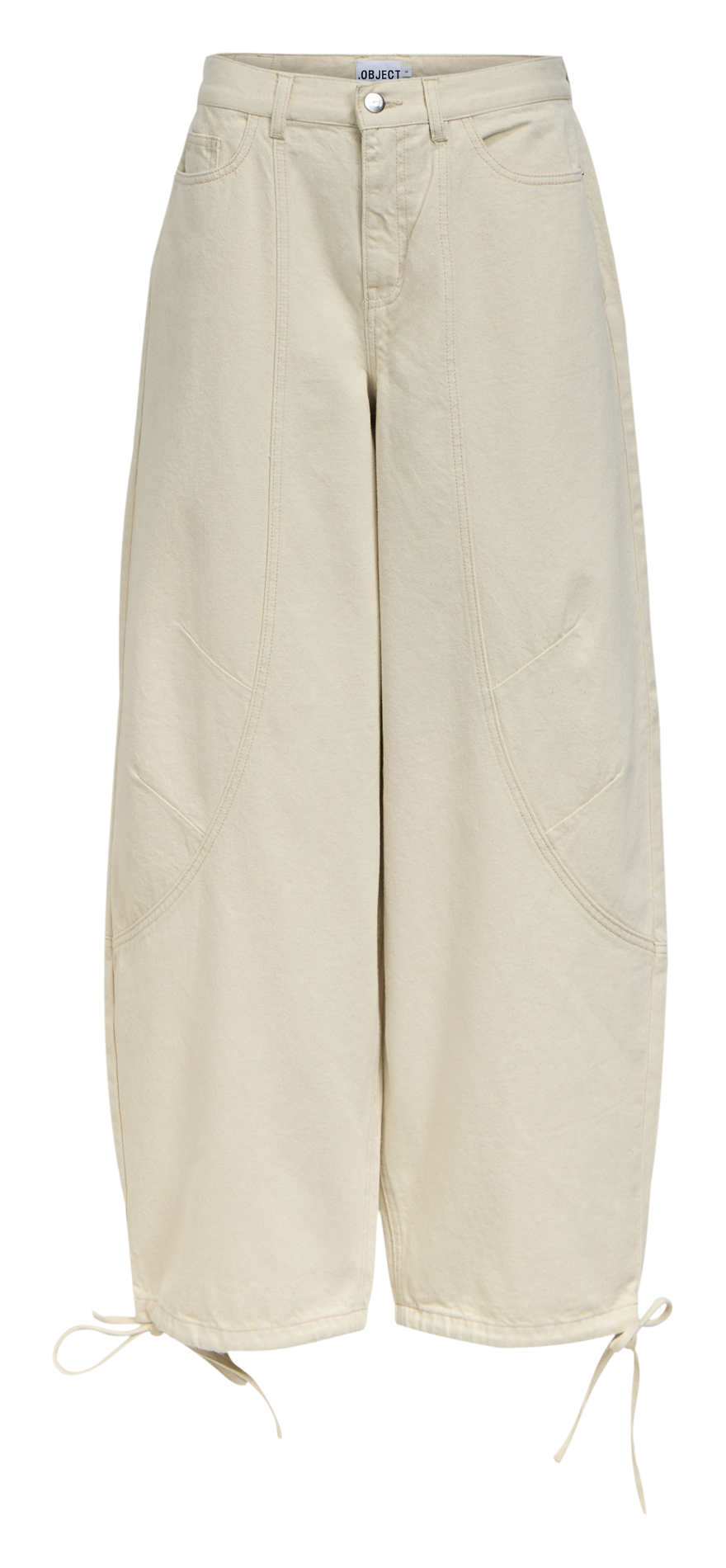 Wide trousers in organic cotton and linen blend OBJECT Beige