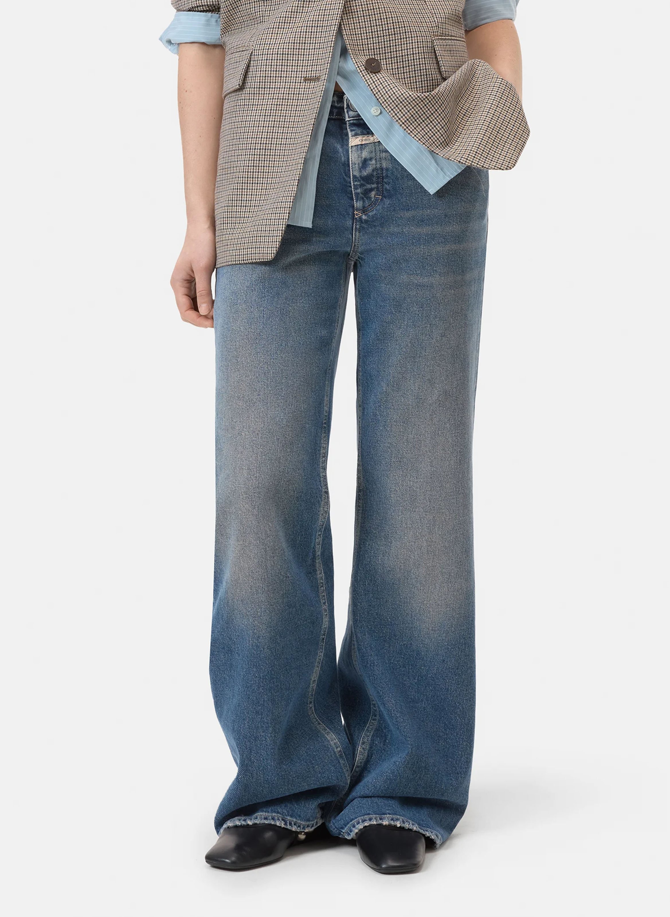 Cotton-blend straight-leg jeans CLOSED Blue