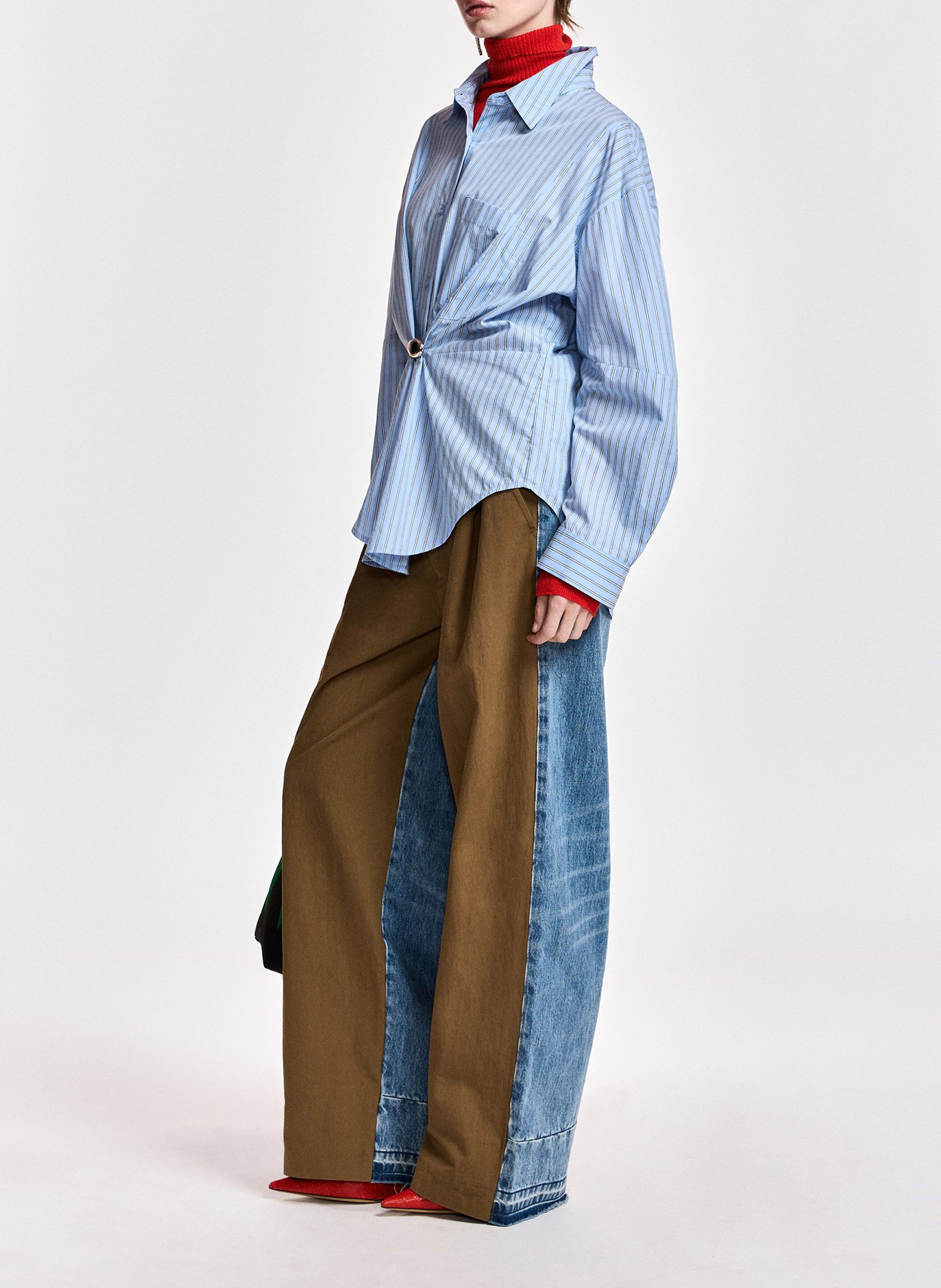 Gerade geschnittene Bluse aus Bio-Baumwolle mit Streifen ESSENTIEL ANTWERP Blau