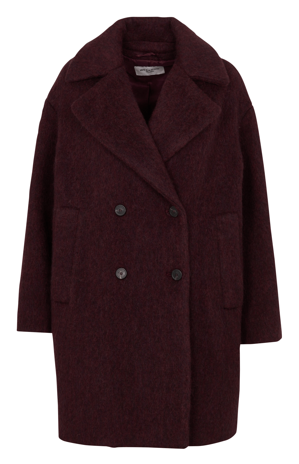 Manteau droit en laine mélangée MAX MARA WEEK END Prune