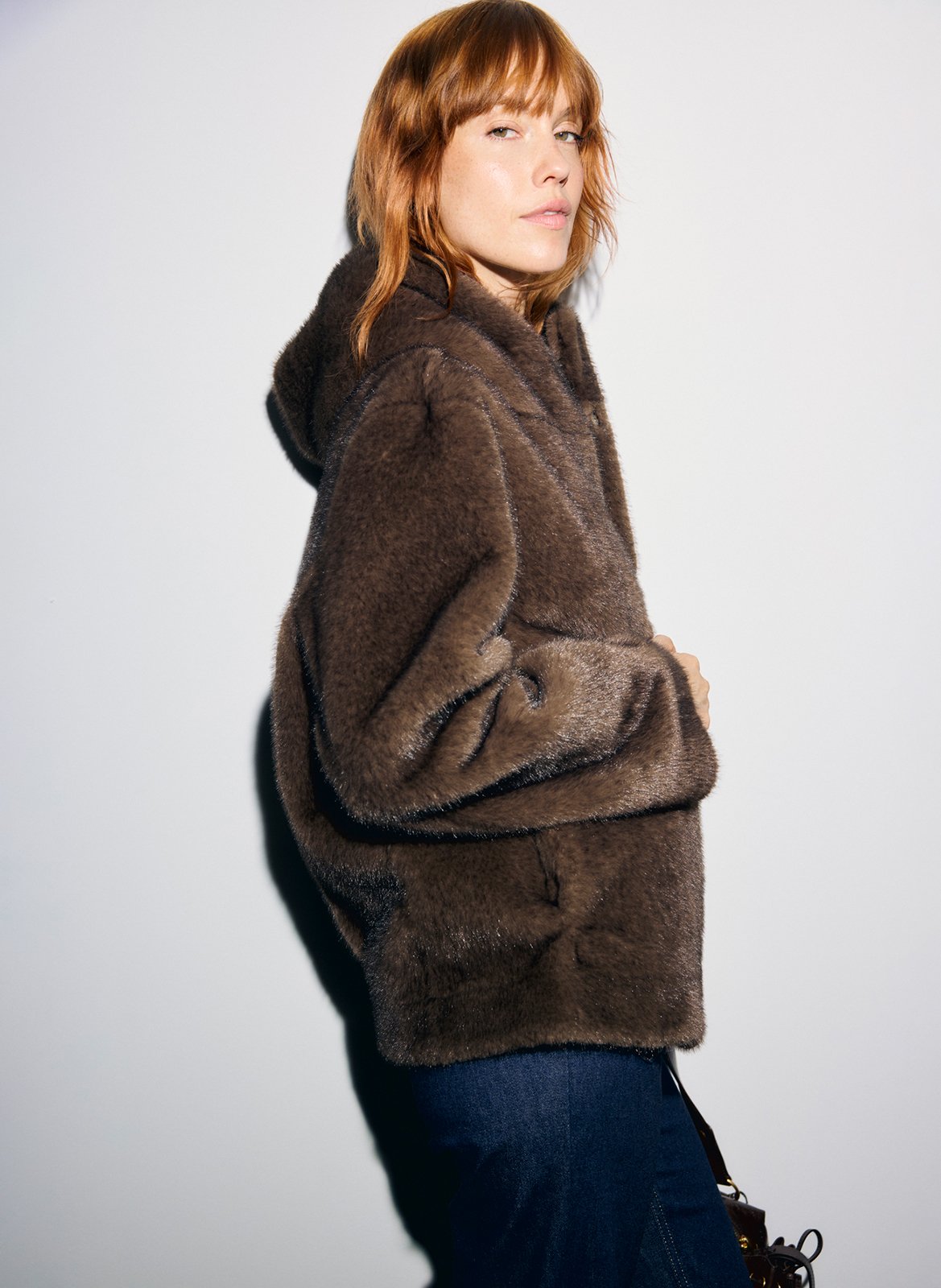 Straight coat with hood GERARD DAREL Brown