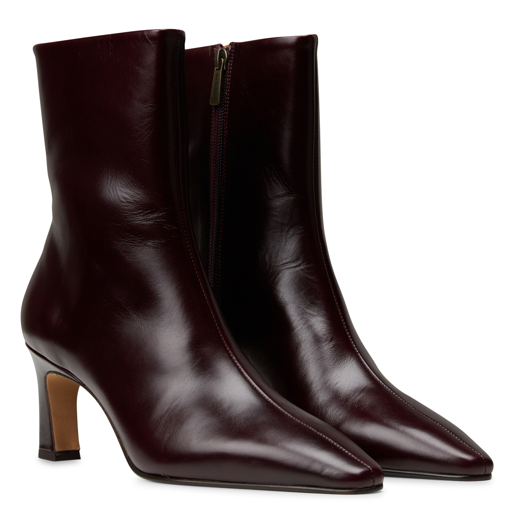 Zip-up leather mid-calf boots BOBBIES Plums