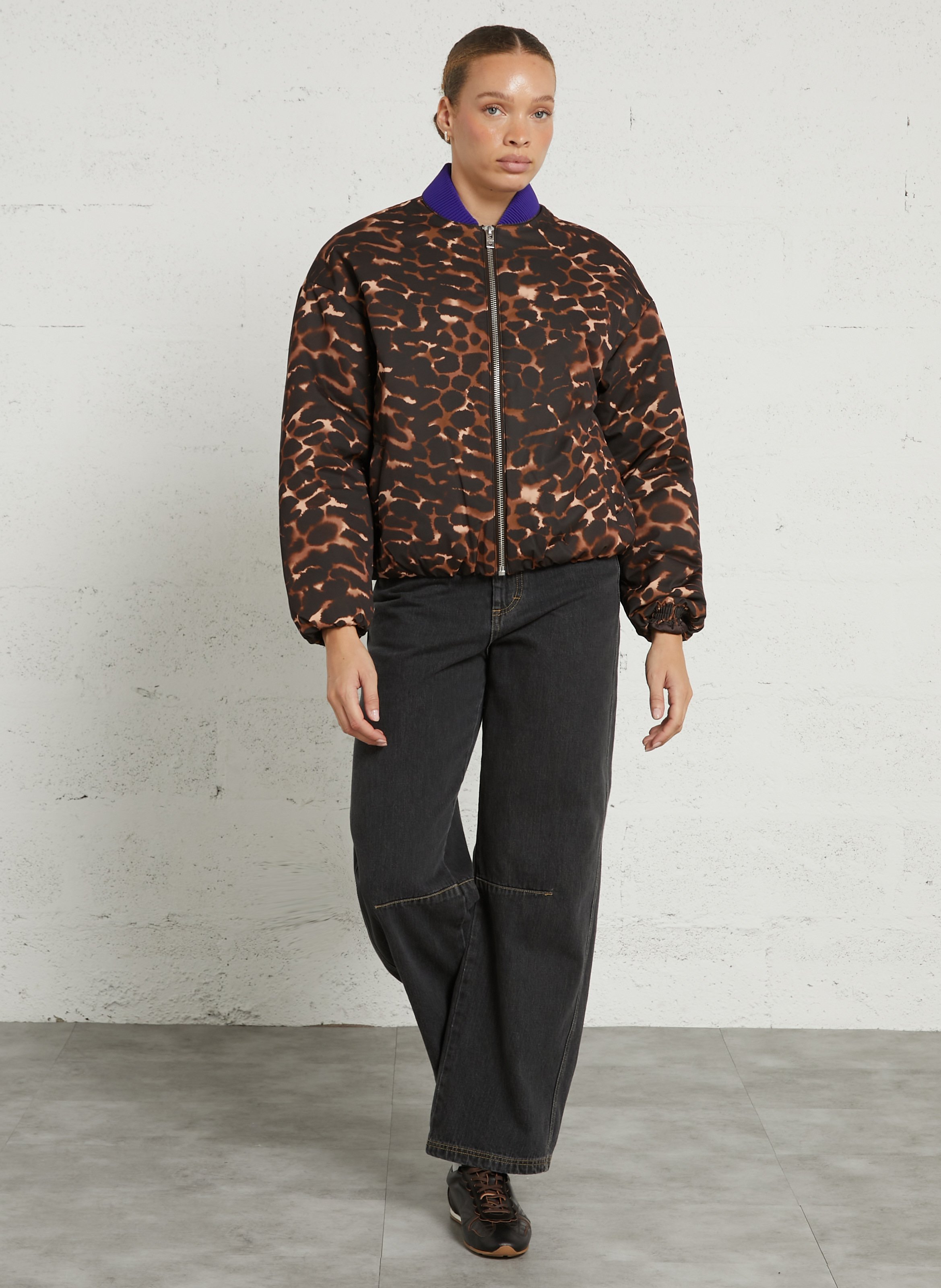 Veste bomber à motif léopard FABIENNE CHAPOT Marron