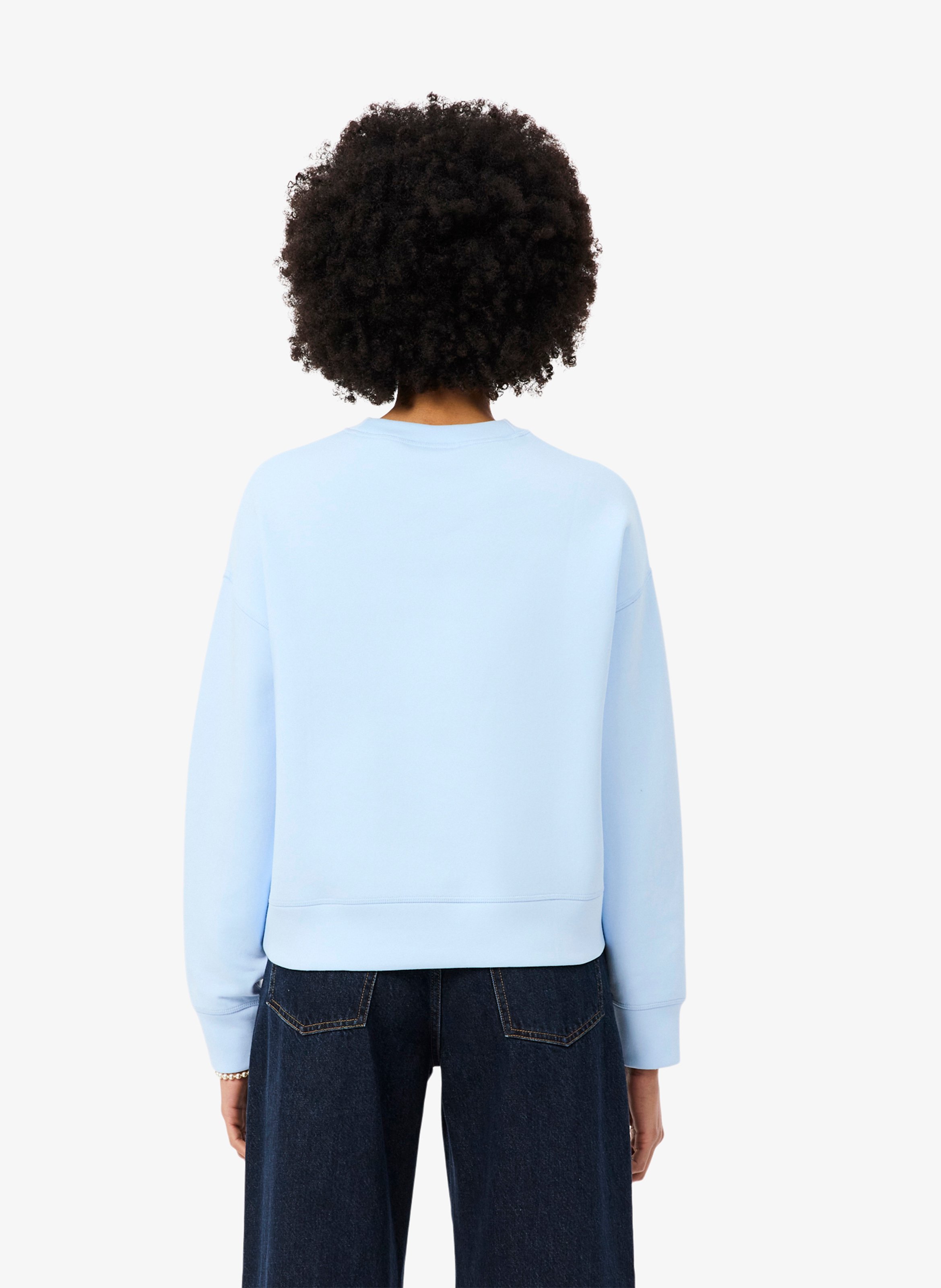 Oversized cotton-blend sweatshirt with round neck LACOSTE Blue