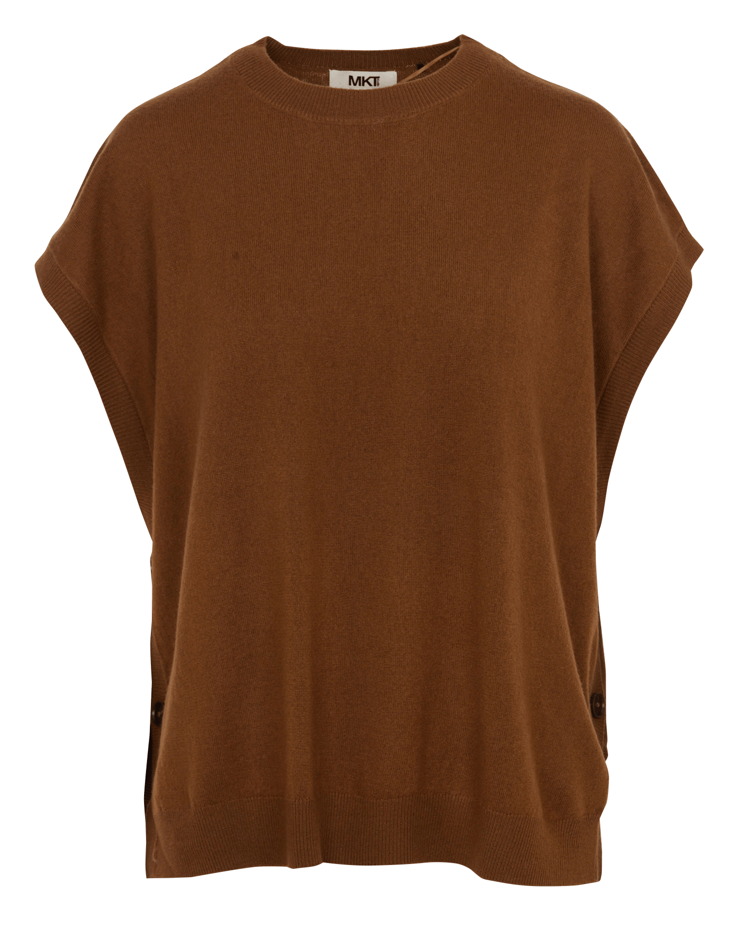 Pull ample sans manches en laine MKT Marron