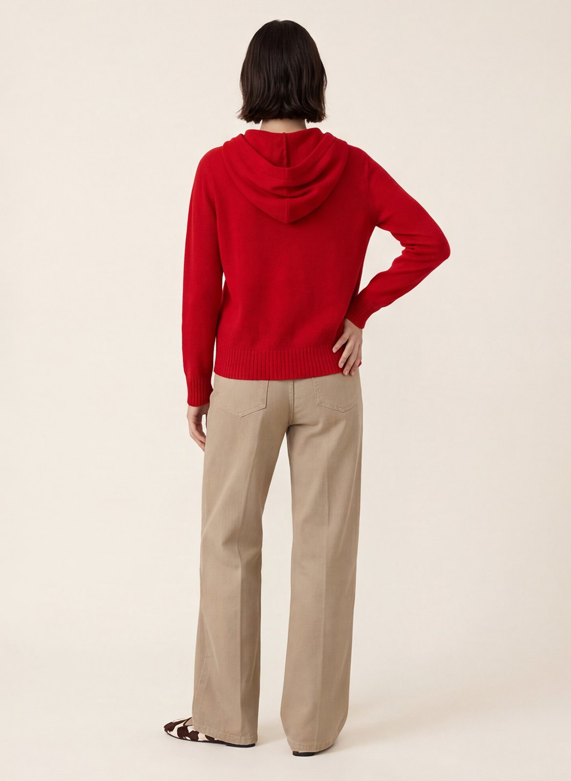 Pull à capuche droit en laine mélangée | Rouge KOOKAI Femme