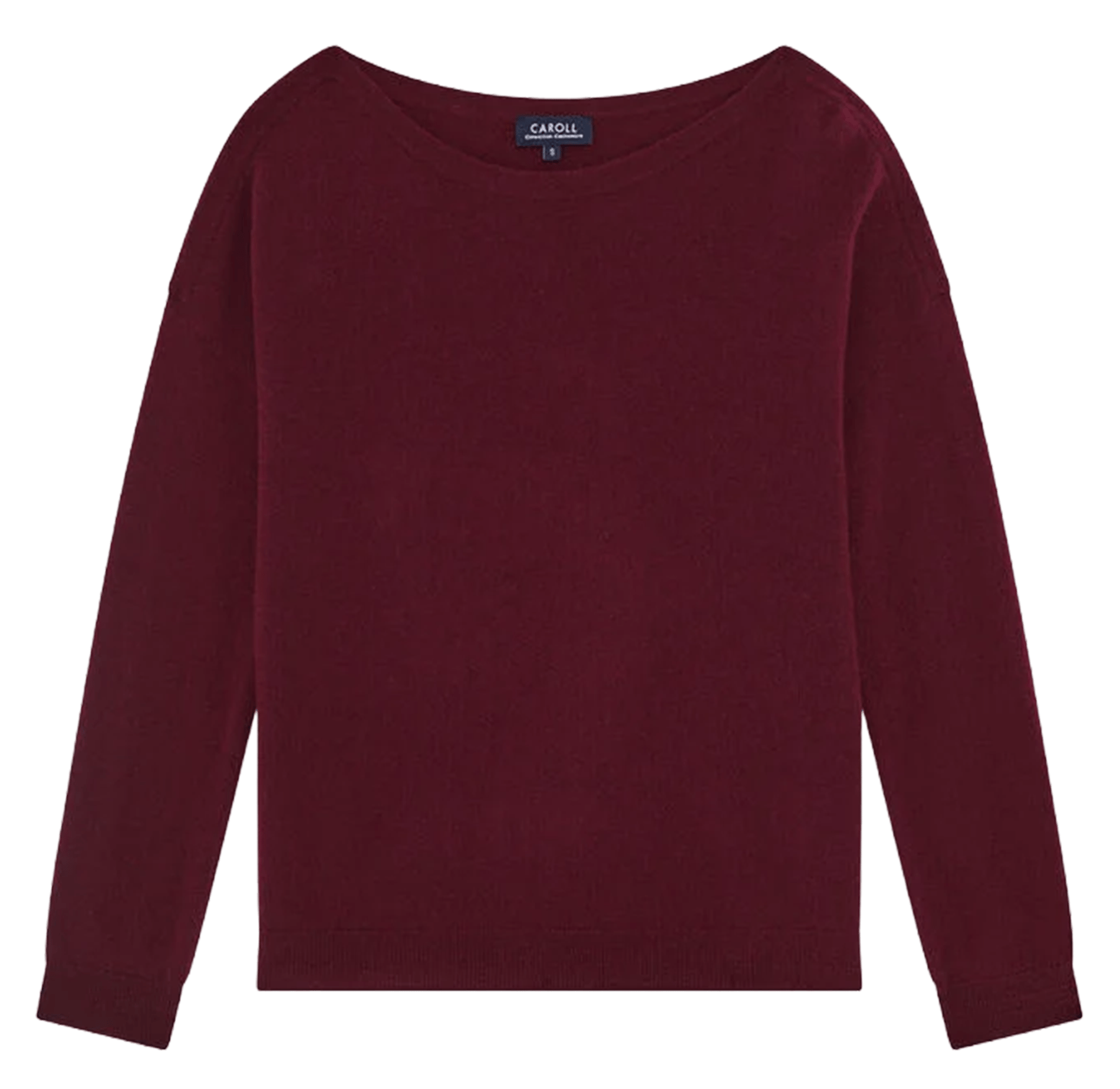 Pull col rond large uni en cachemire CAROLL Rood
