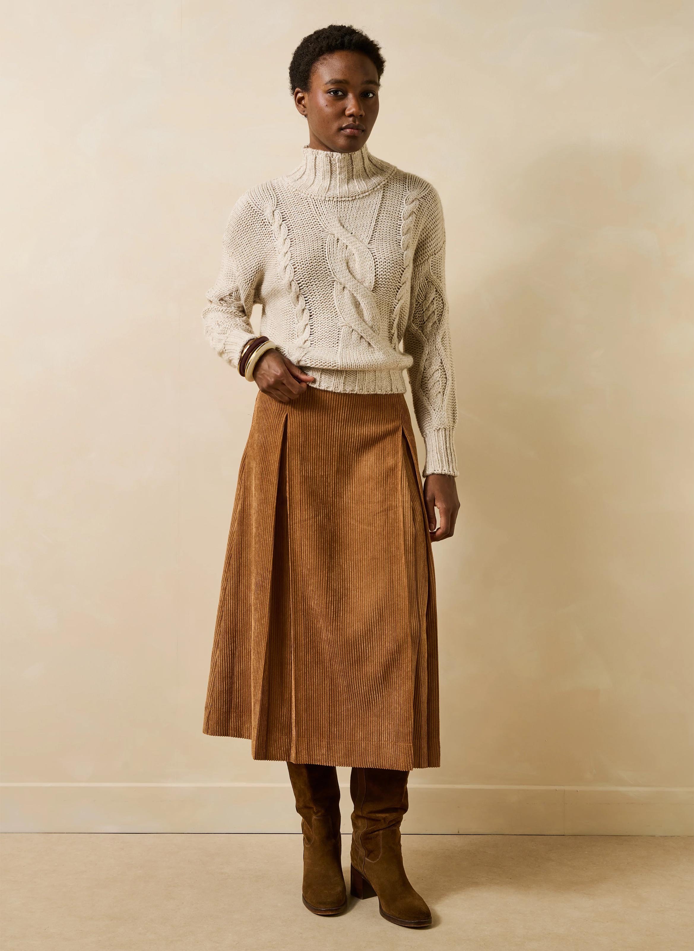 Flared corduroy skirt LA FEE MARABOUTEE Brown