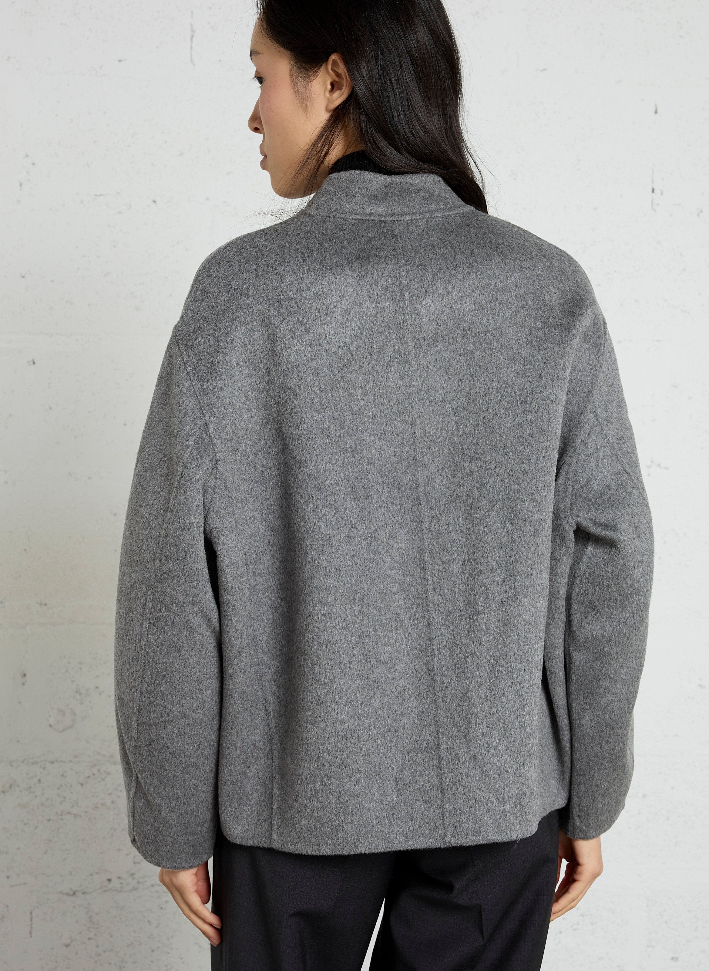 Manteau col rond en laine mélangée  SOEUR Gris
