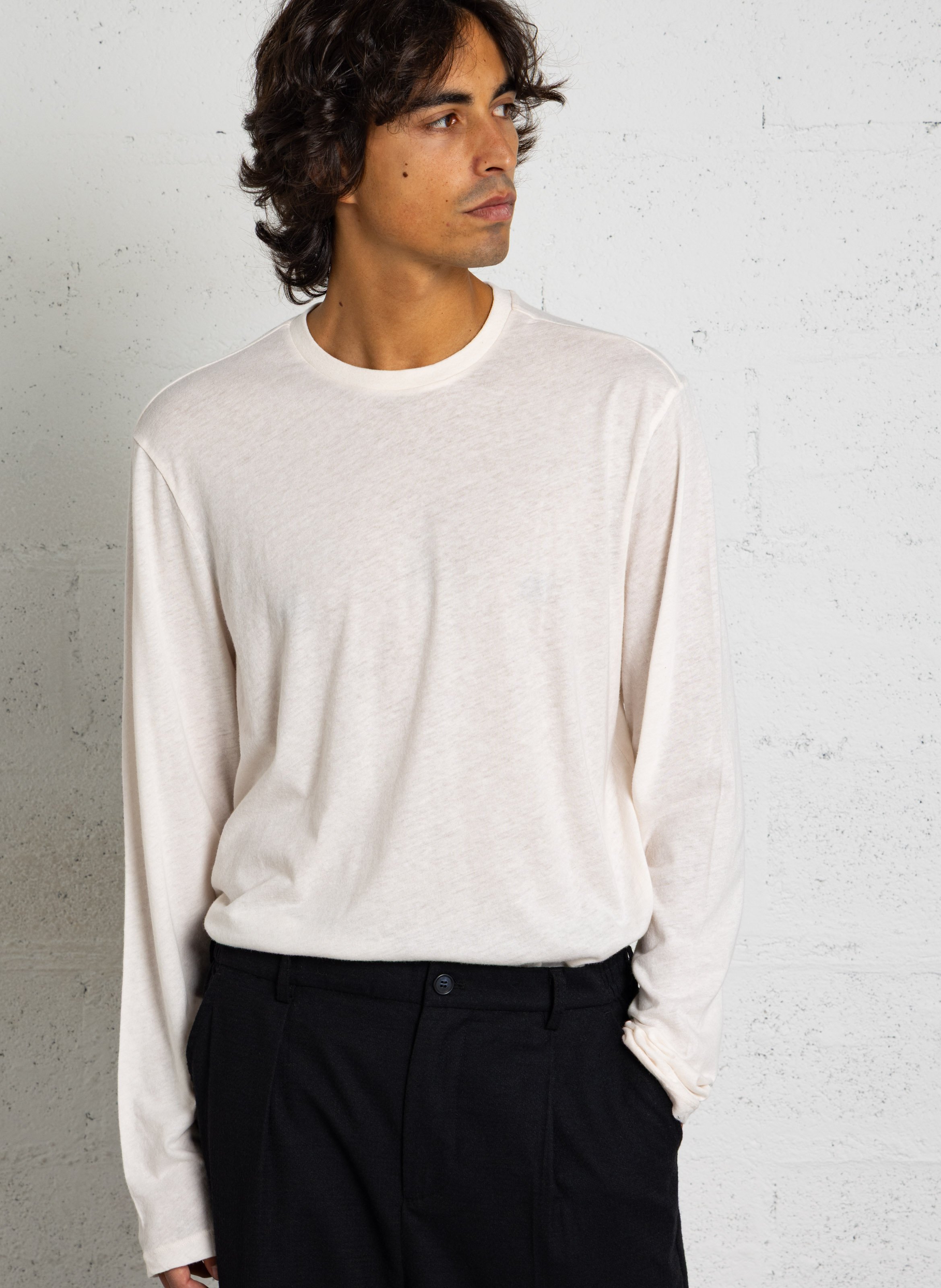 Tee-shirt droit col rond uni MAJESTIC FILATURES