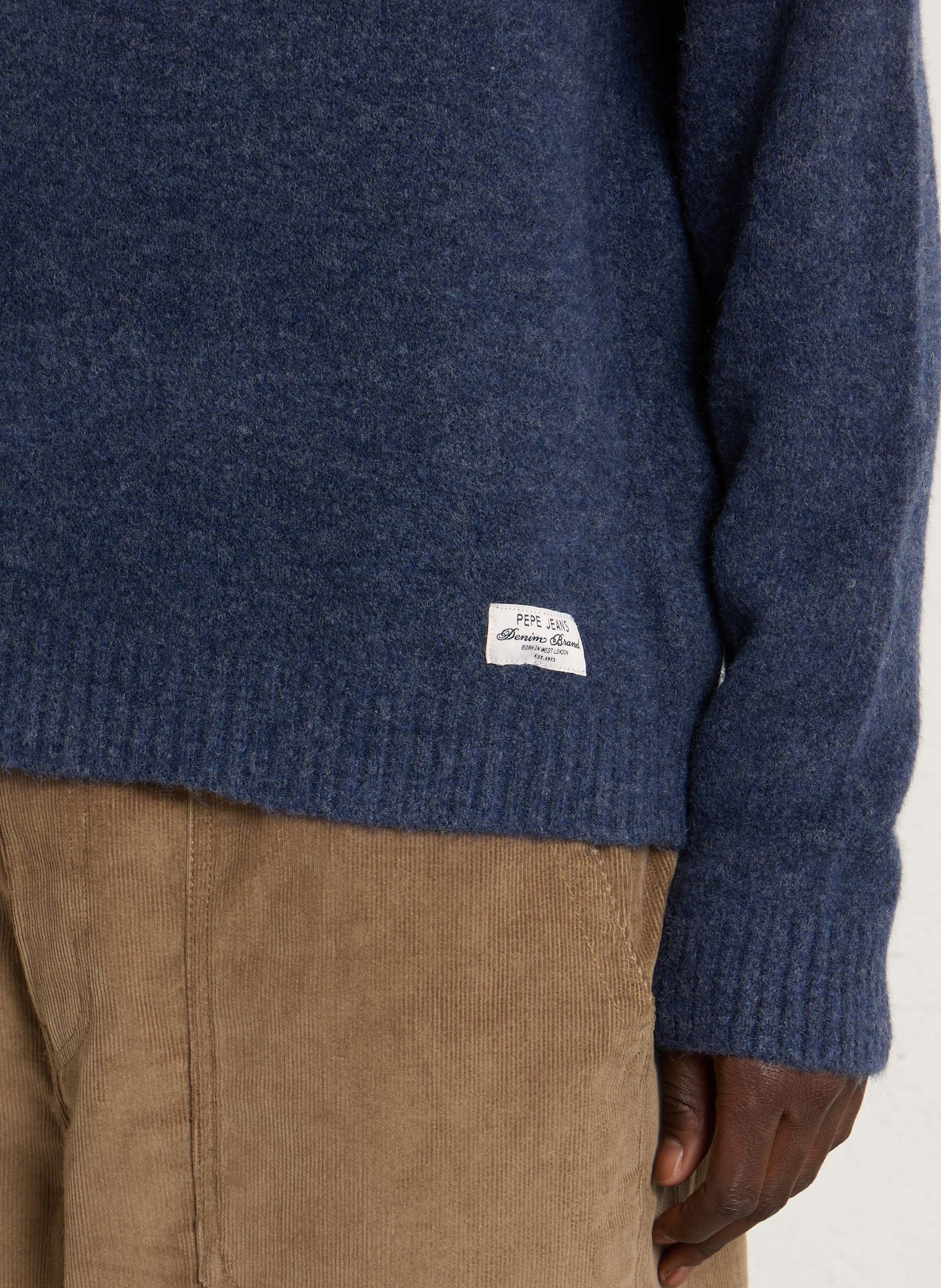 Pull droit col rond en maille mélangée PEPE JEANS Bleu