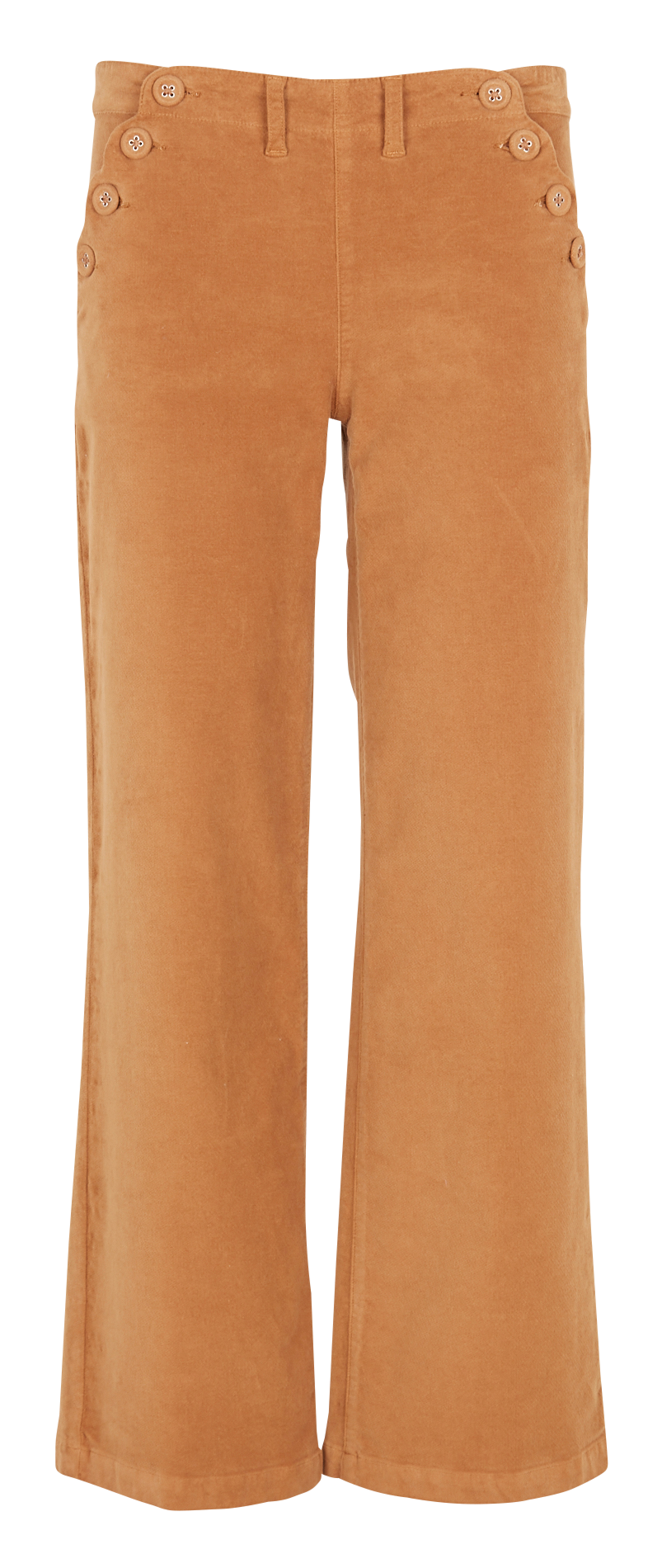 Gerade geschnittene Baumwollhose in Samt-Optik Braun