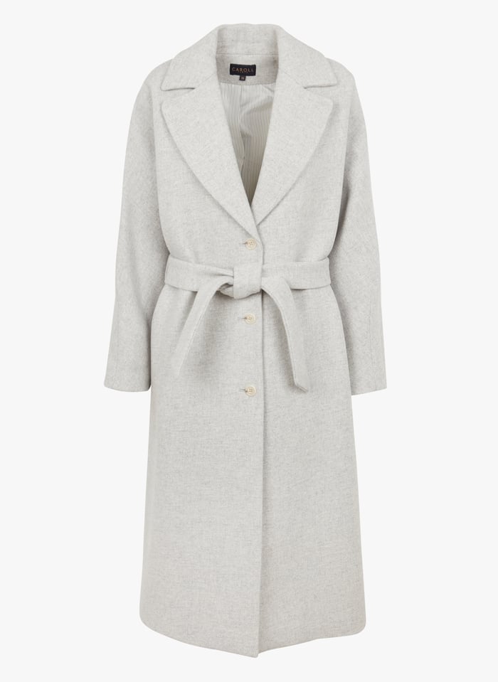Manteau Long Col Classique En Laine M lang e Gapitre Gris Perle