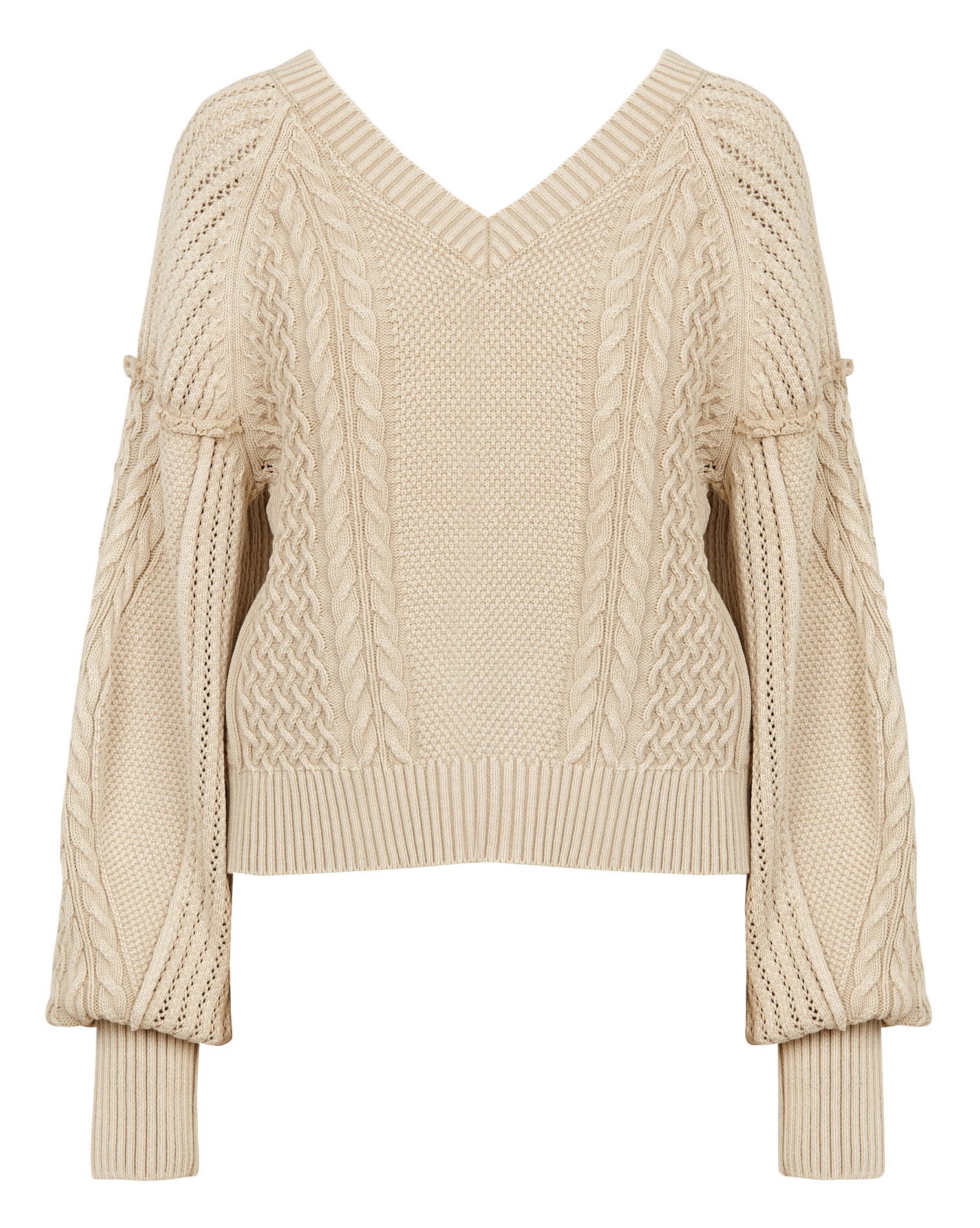 Loose-fit V-neck sweater MES DEMOISELLES Beige