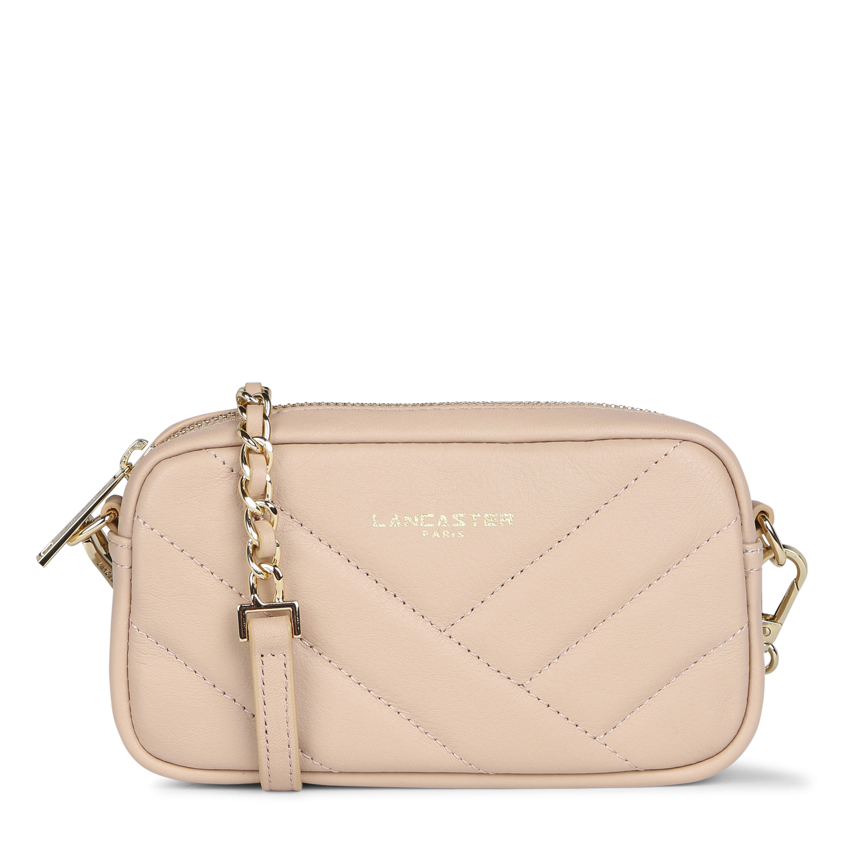 Kleine Umhängetasche aus gestepptem Leder LANCASTER PARIS Rosa