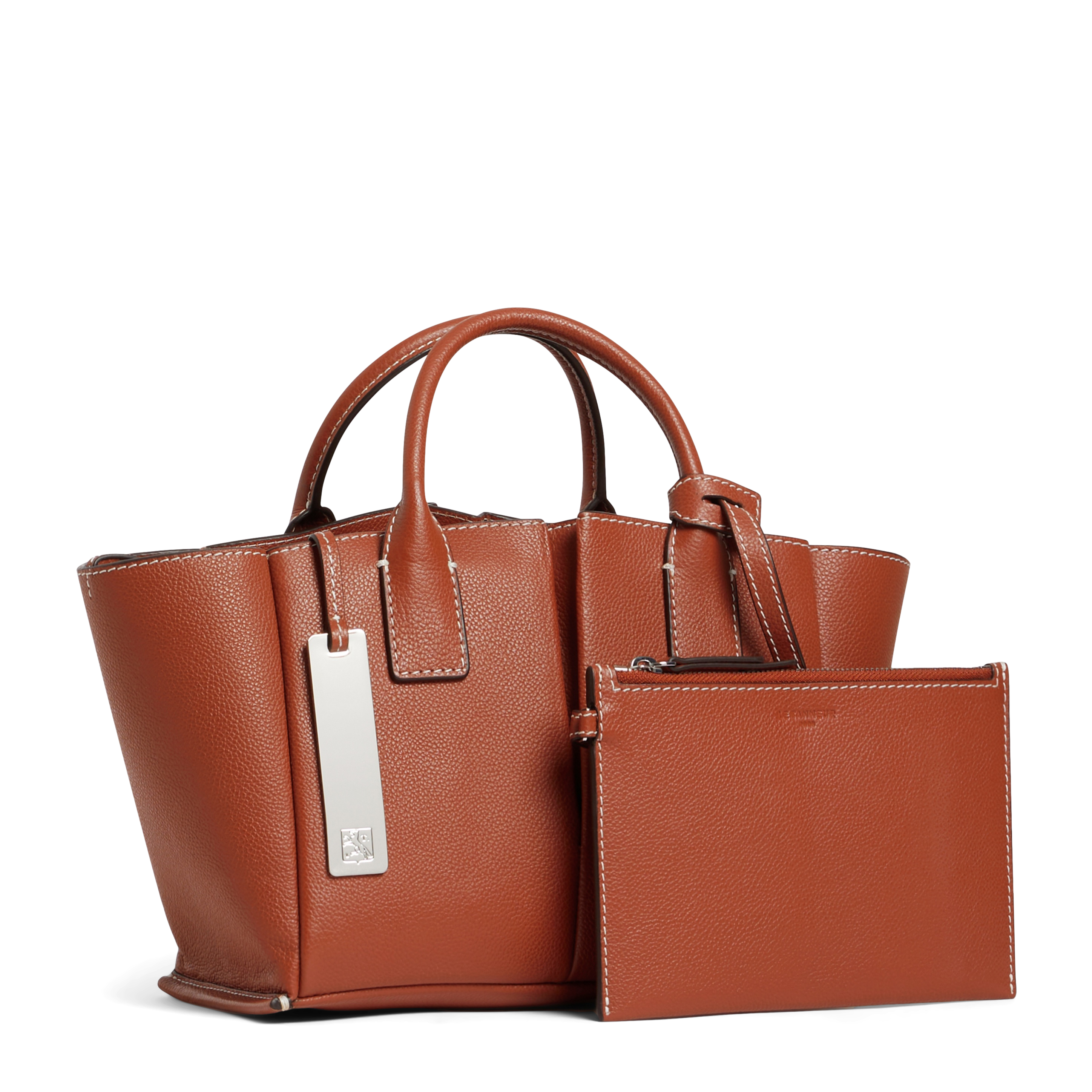 Petit sac cabas en cuir de vachette LE TANNEUR Marron