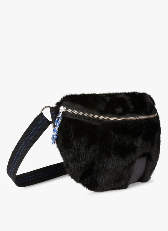 Black fur fanny pack sale