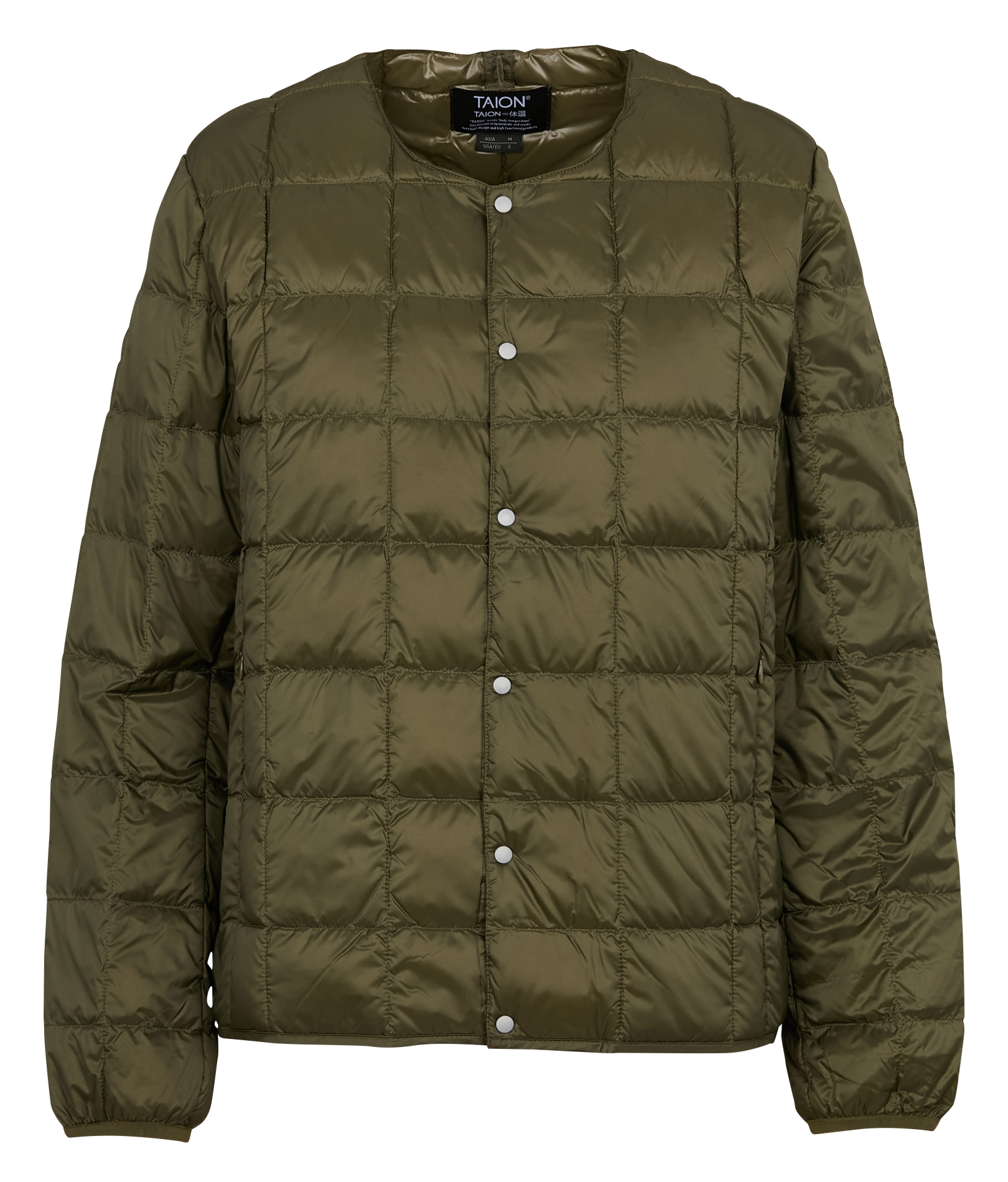 Veste col rond matelassée TAION Kaki