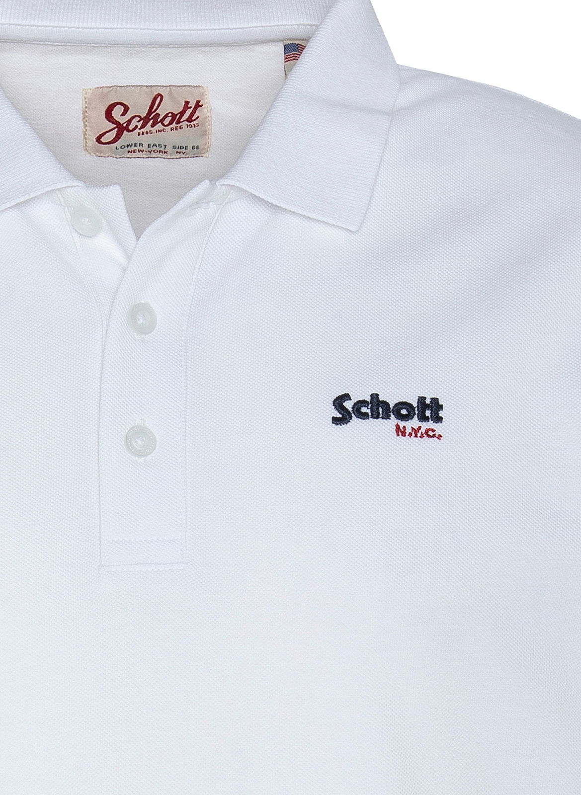 Polo droit en coton SCHOTT Blanc