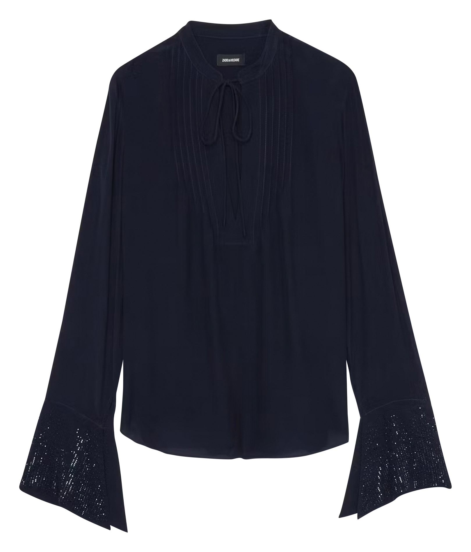 Rechte blouse met strass Blauw