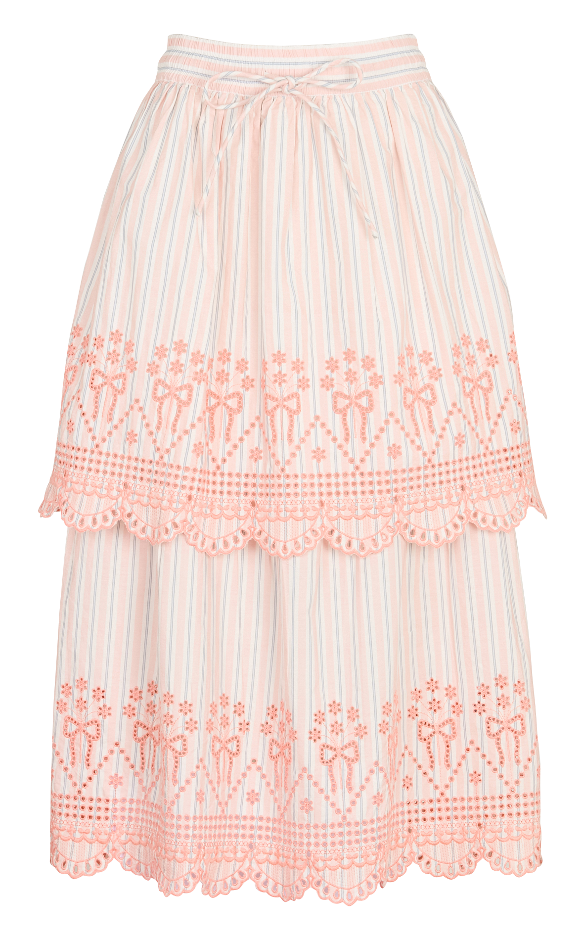 Langer Bio-Baumwollrock gestreift und bestickt DAMSON MADDER Orange