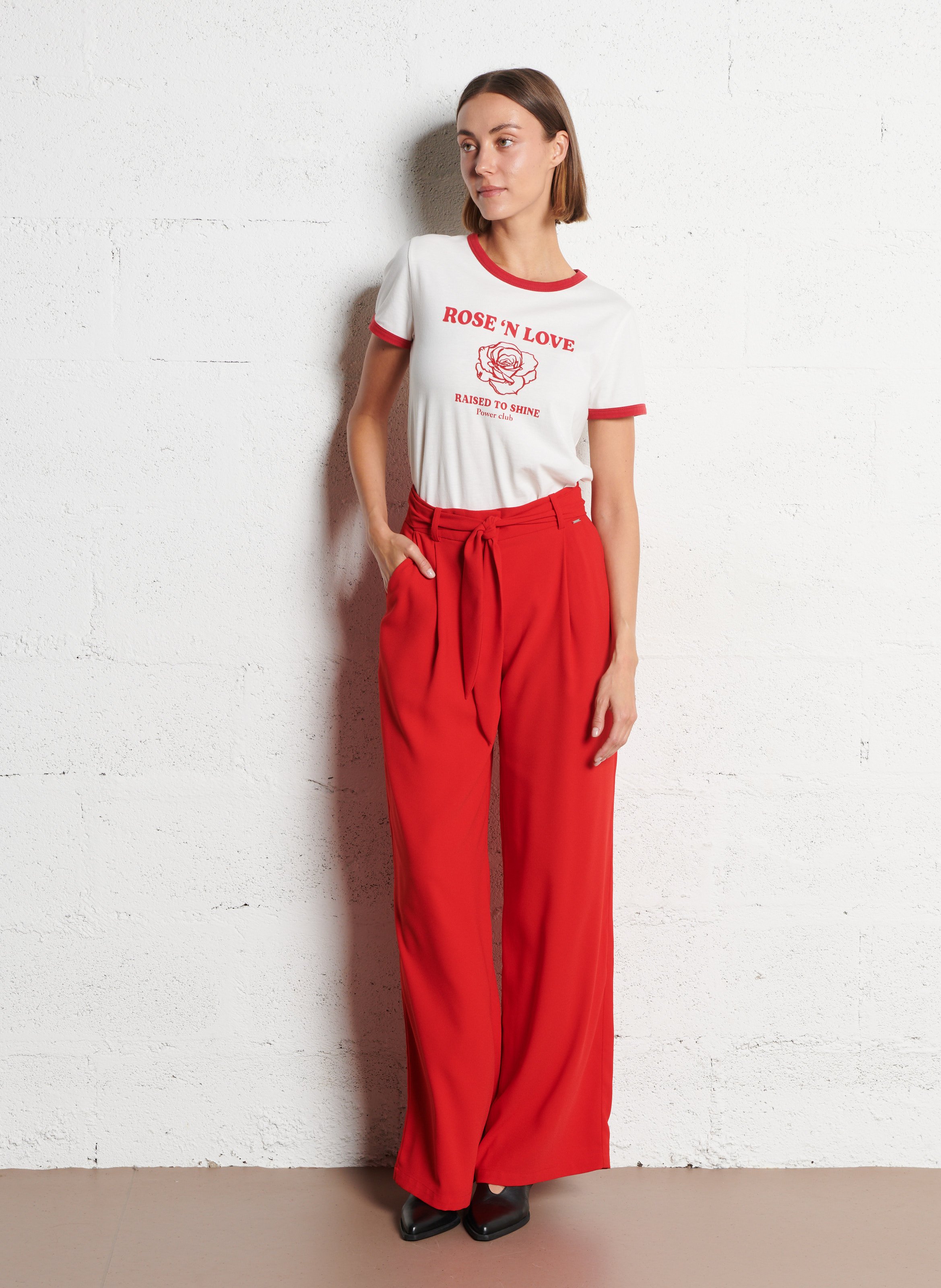 Azawood high-waisted wide-leg trousers IKKS Red