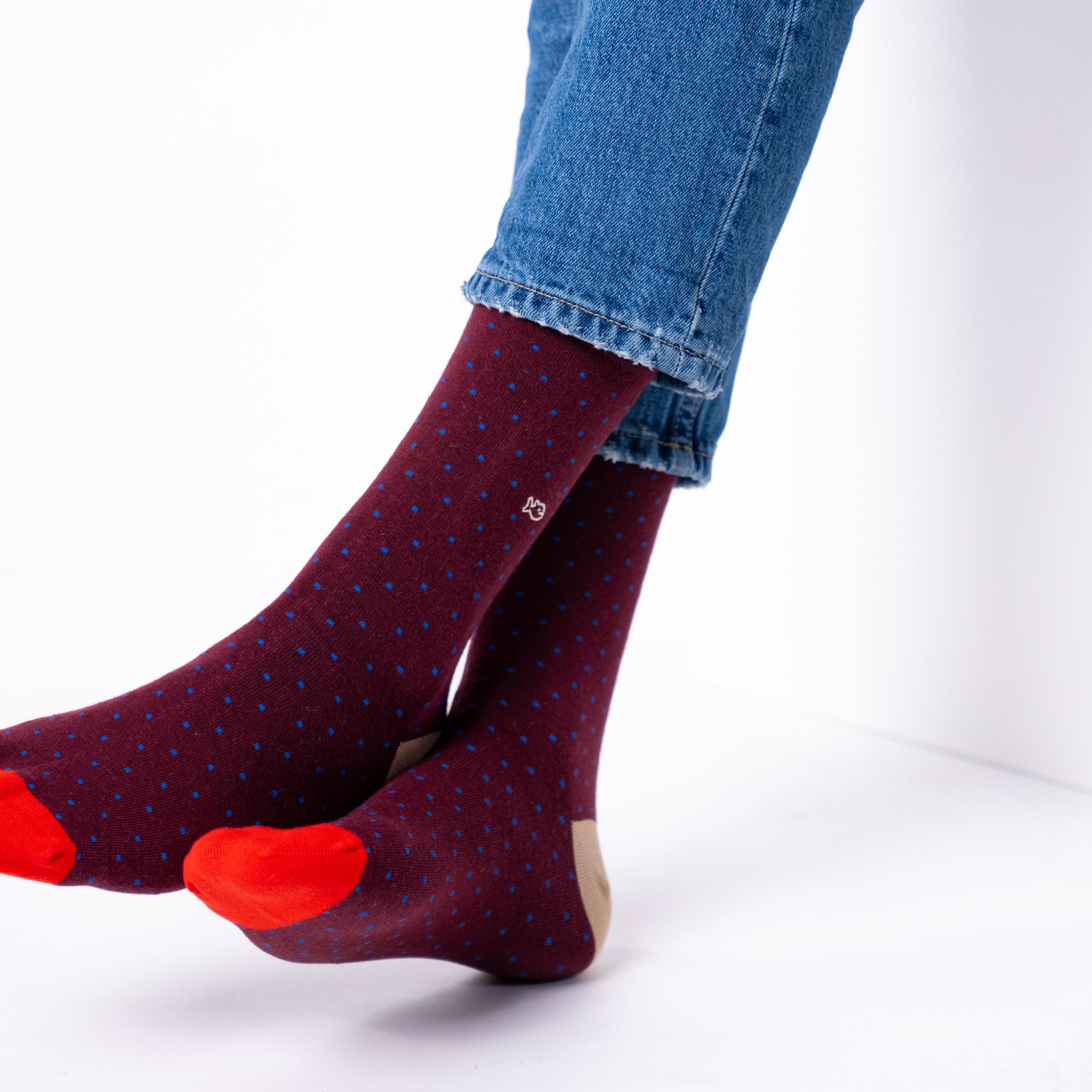 Combed cotton socks with polka dots BILLYBELT Red