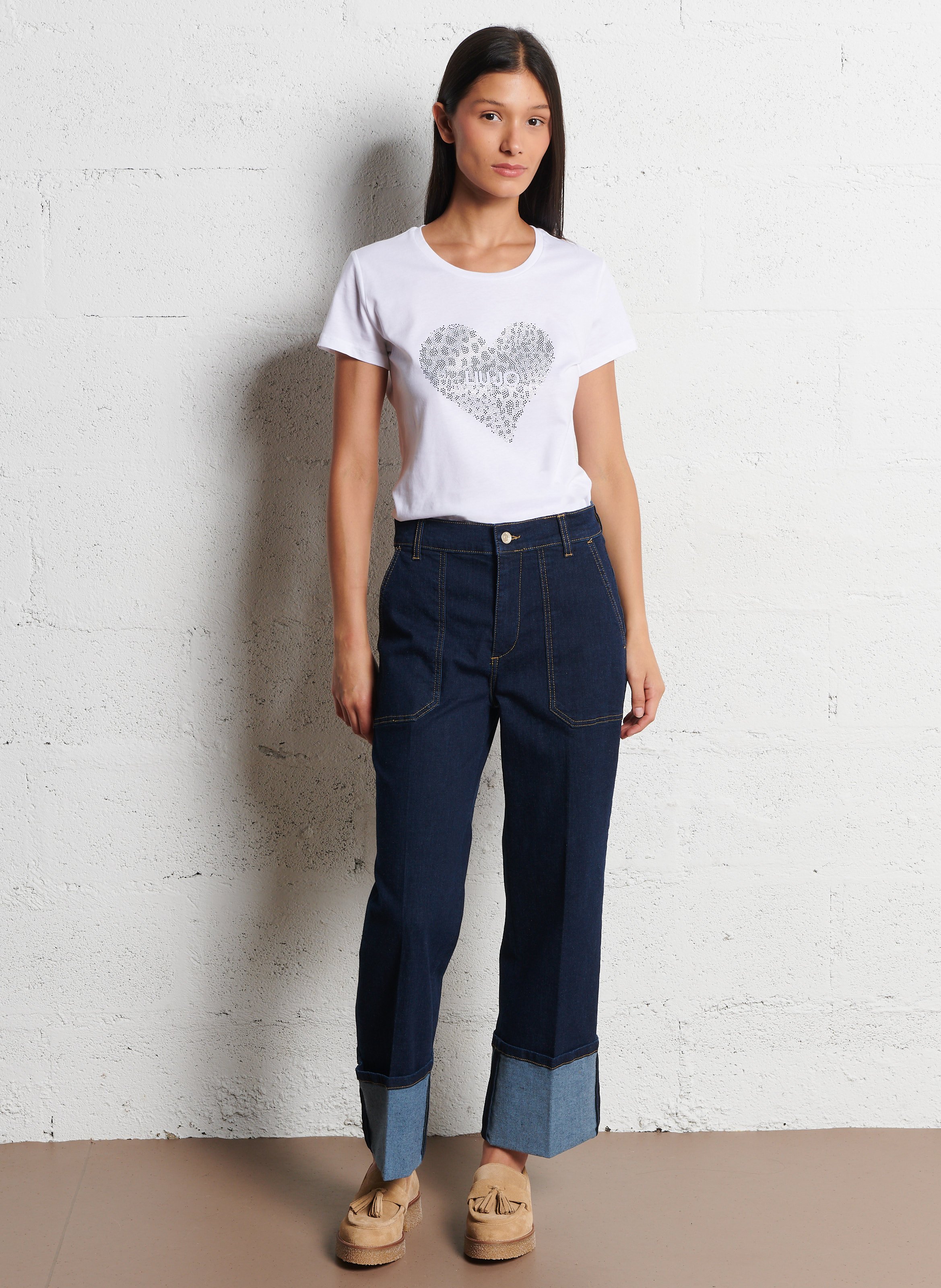 Gerade geschnittene Jeans mit umgeschlagenen Säumen LIU JO Blau