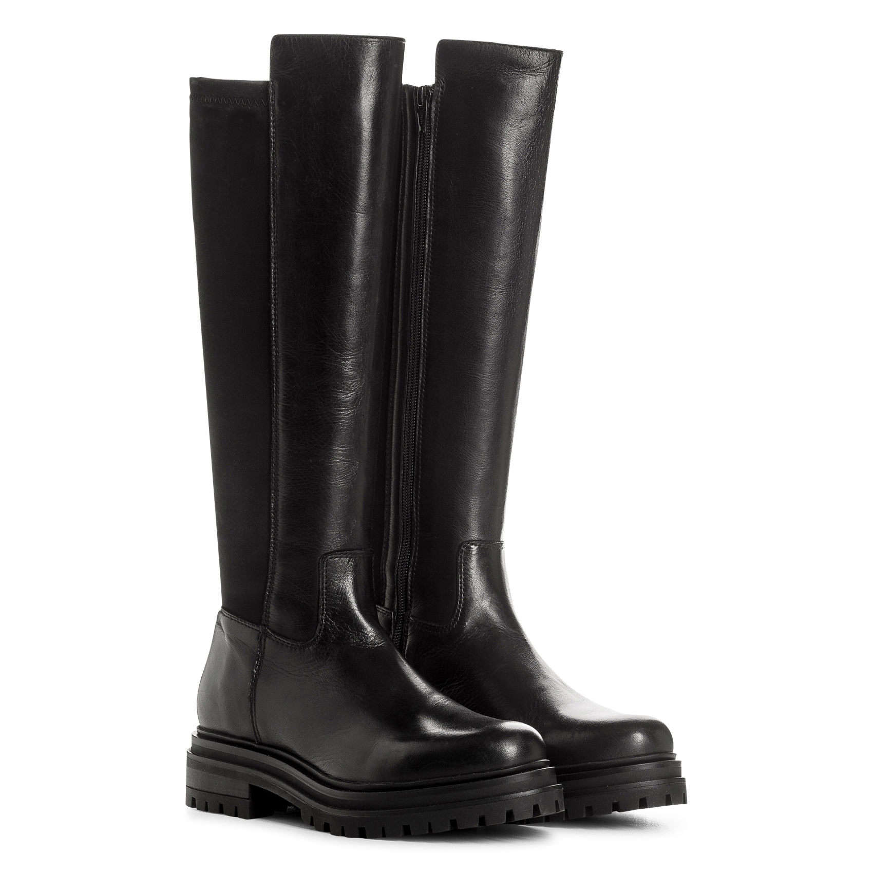 Kniehoge laarzen van gemengd leer REQINS Zwart