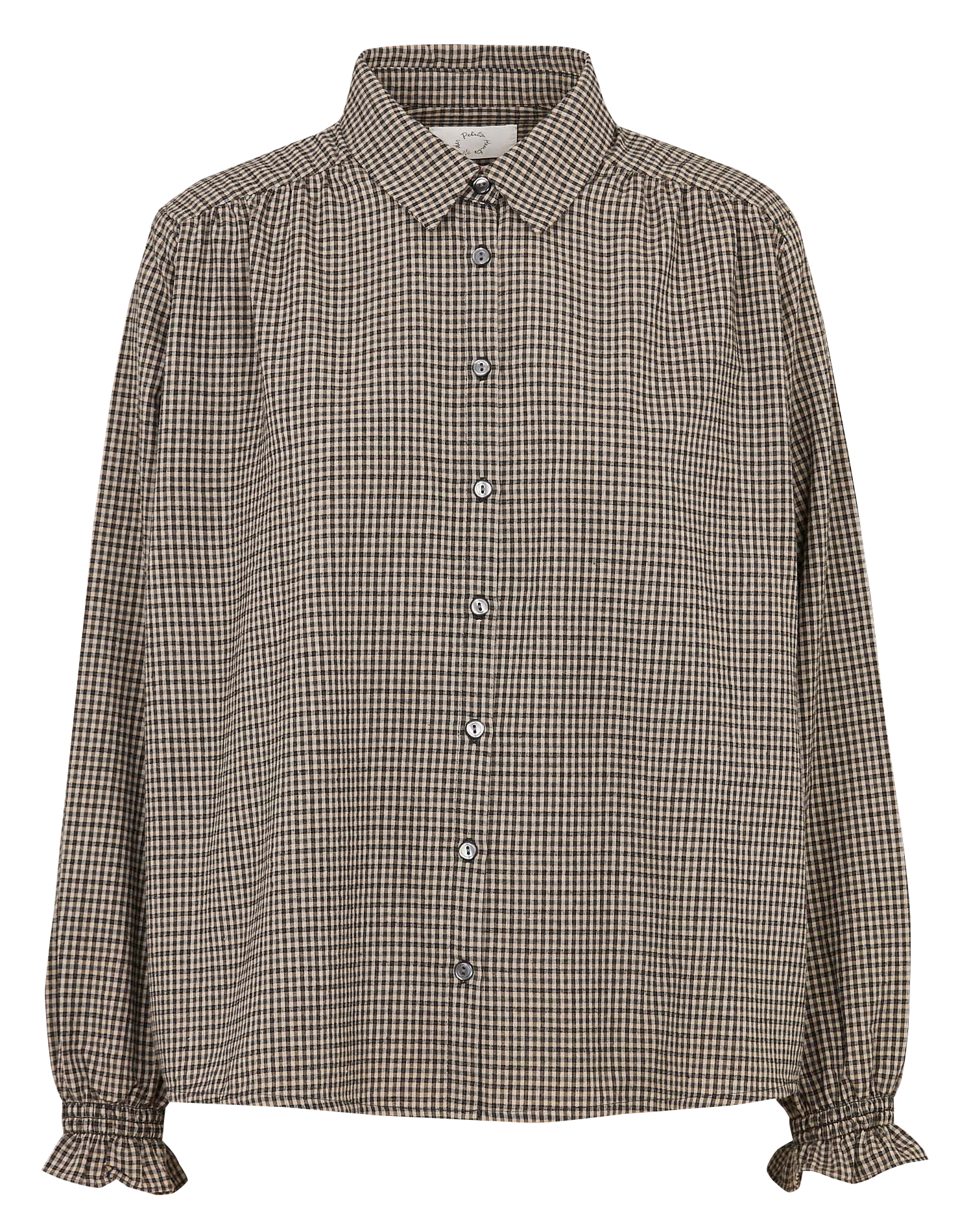 Cotton and linen shirt with classic collar DES PETITS HAUTS Brown