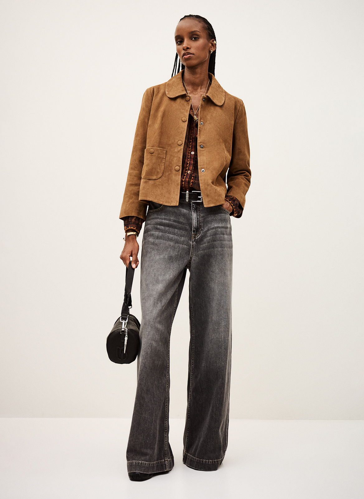 Geitenleren, suède jasje BA&SH Bruin