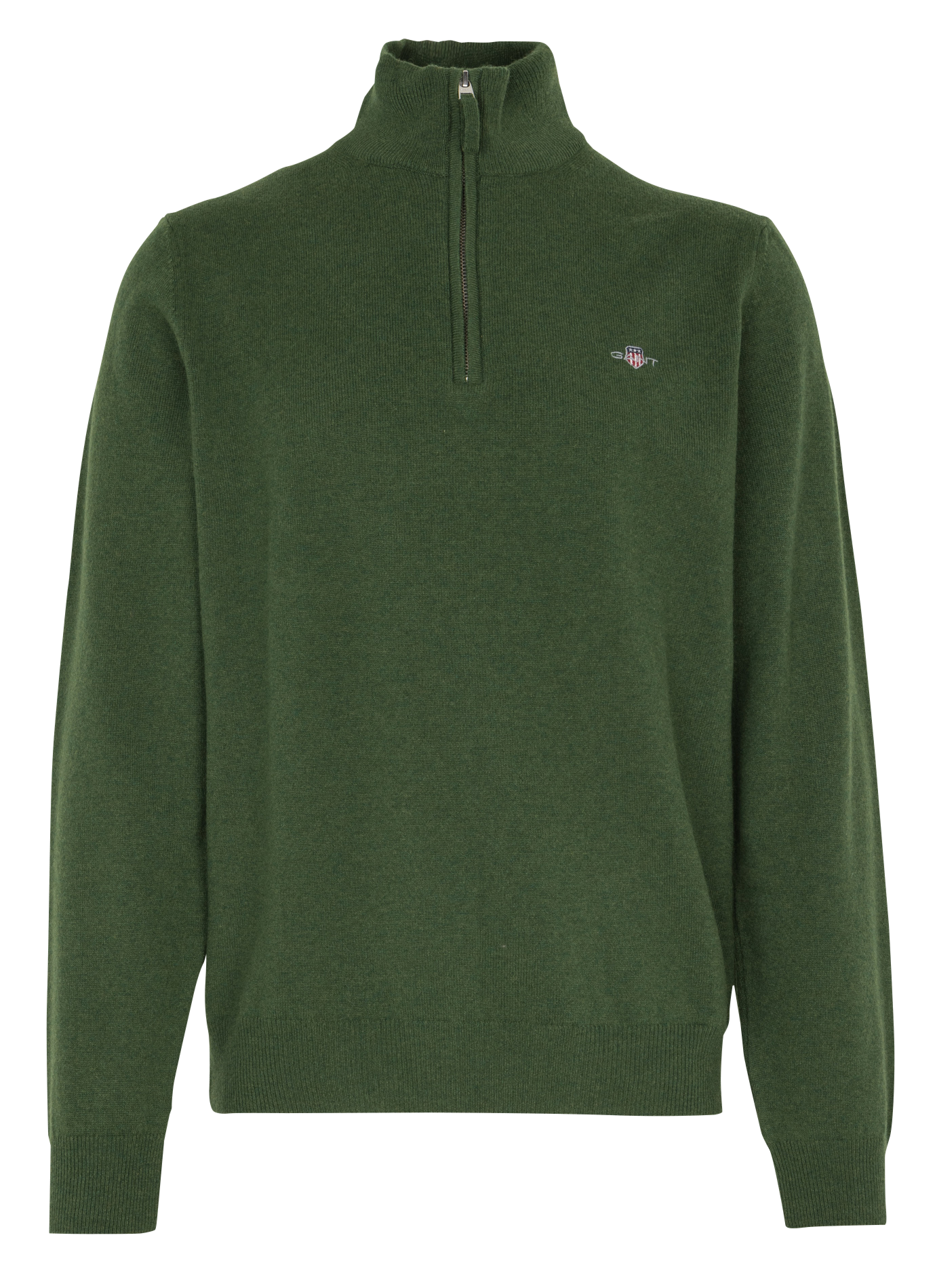 High-neck wool sweater with zip GANT Green