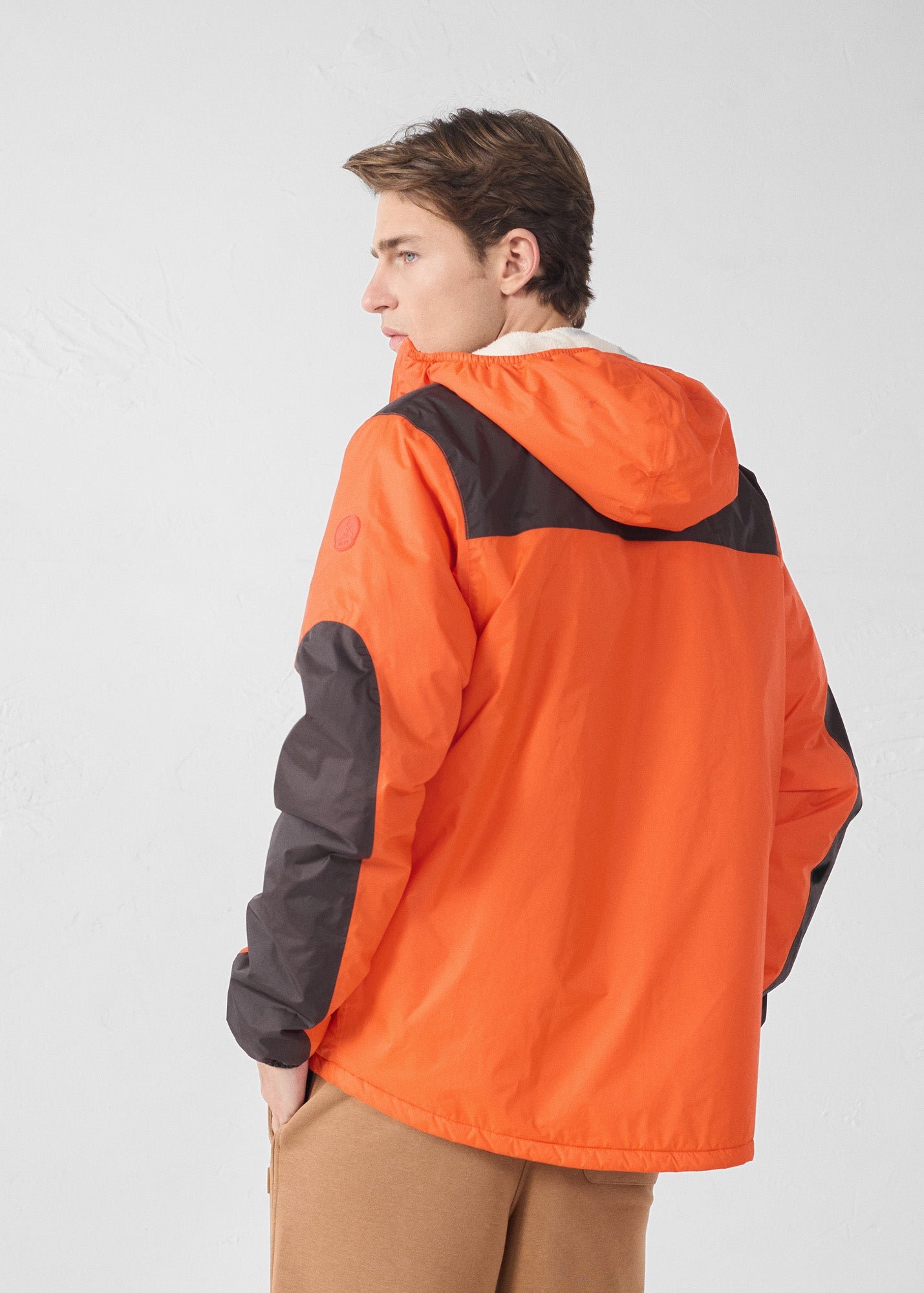 Sherpa-lined waterproof coat. JOTT Red