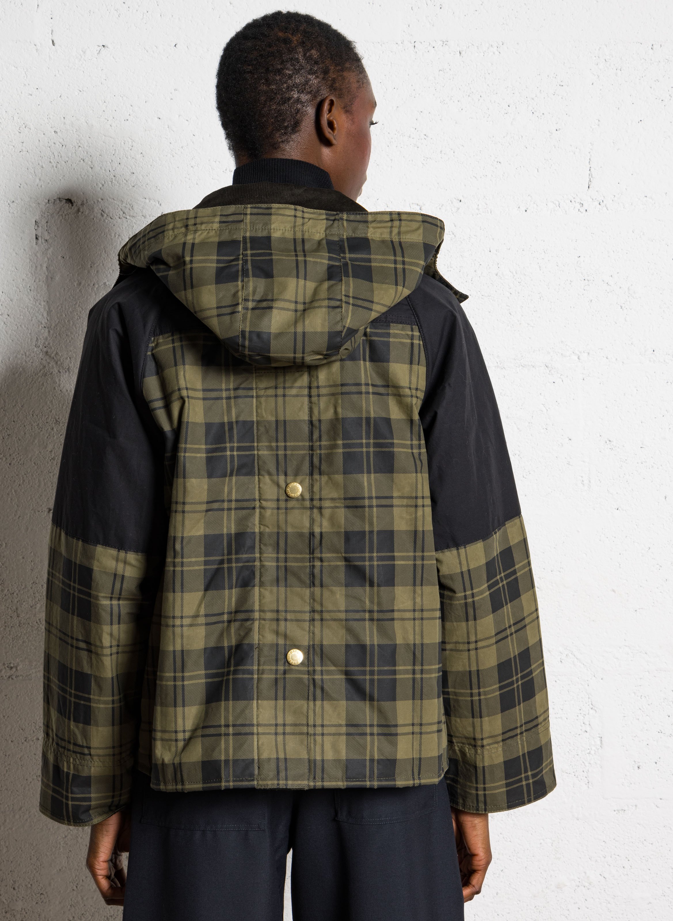 Veste droite en coton imprimé BARBOUR Kaki