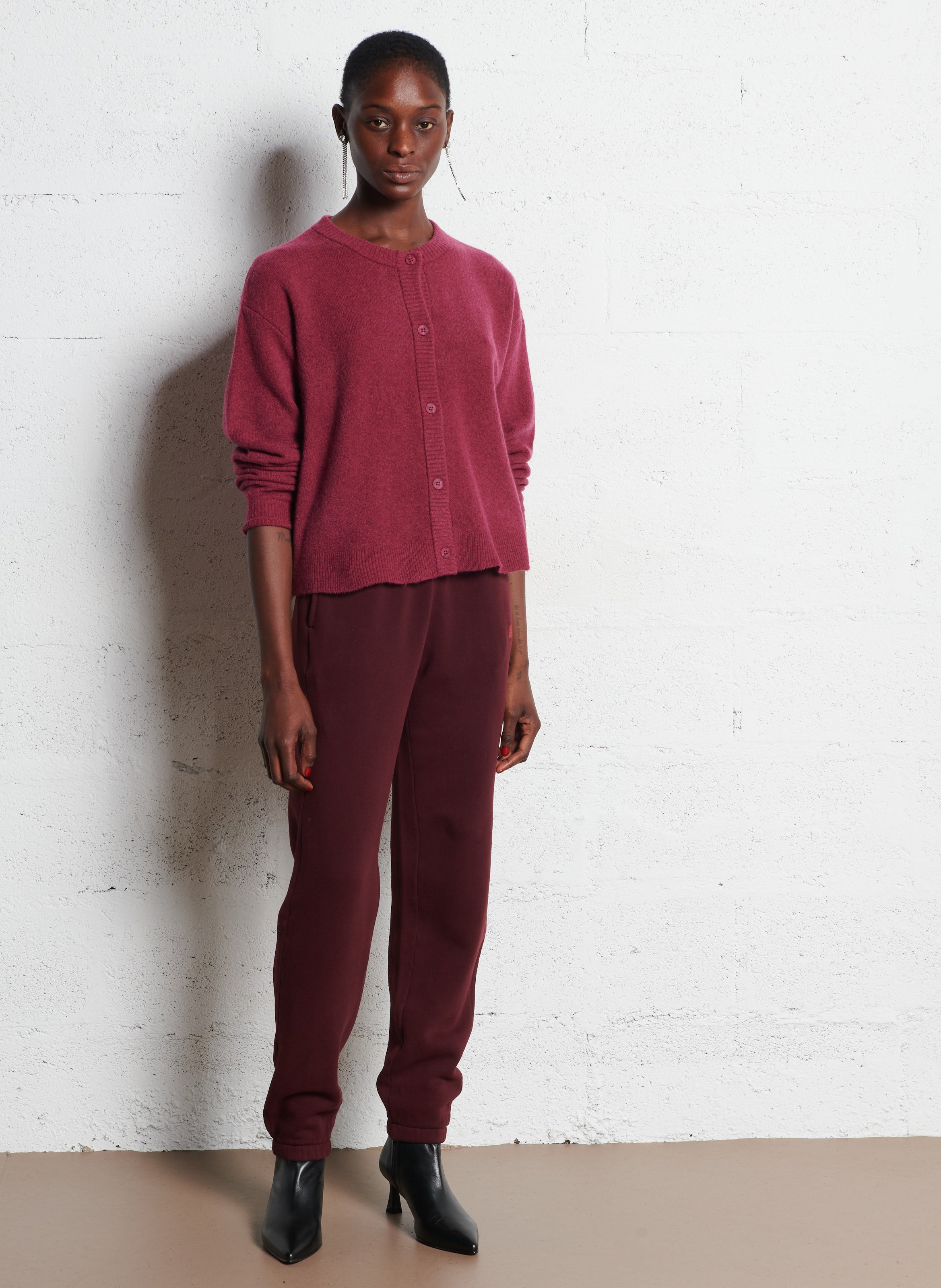 Gilet oversize col rond boutonné AMERICAN VINTAGE Violet