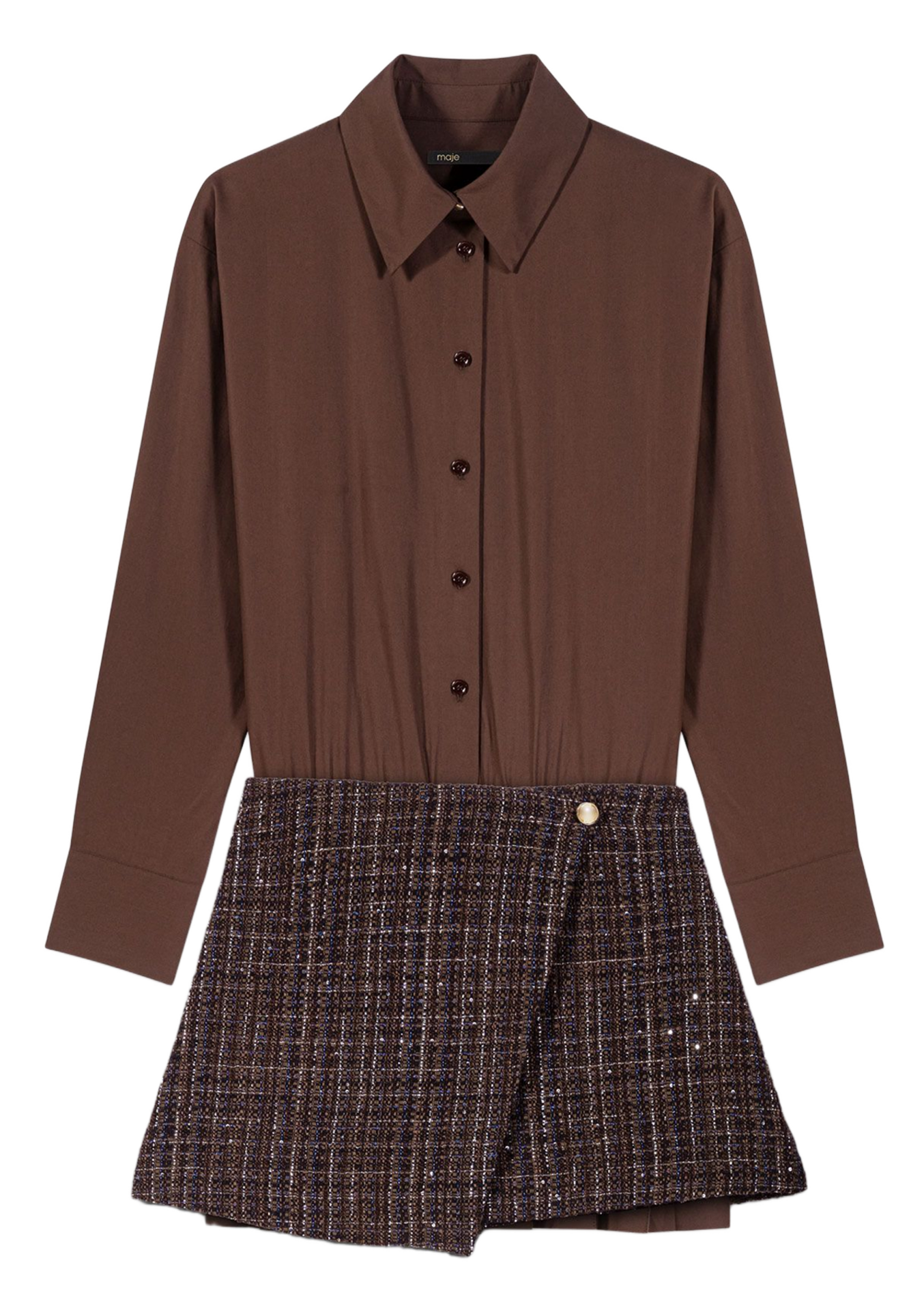 Robe courte 2 en 1 MAJE Marron