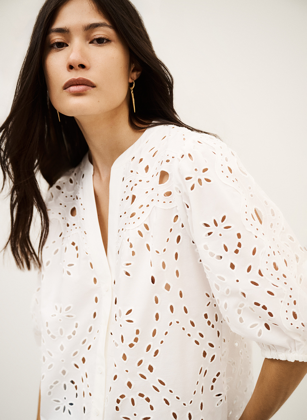 Recht, katoenen overhemd met borduursel  BA&SH Beige