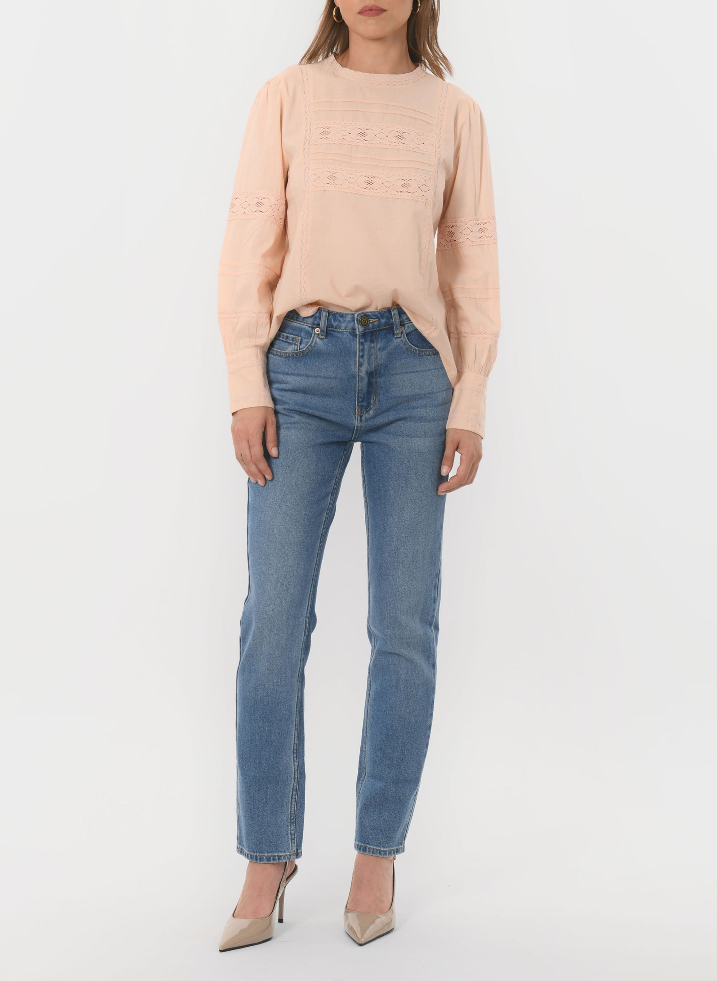 Rechte blouse met ronde hals van katoen KOOKAI Roze