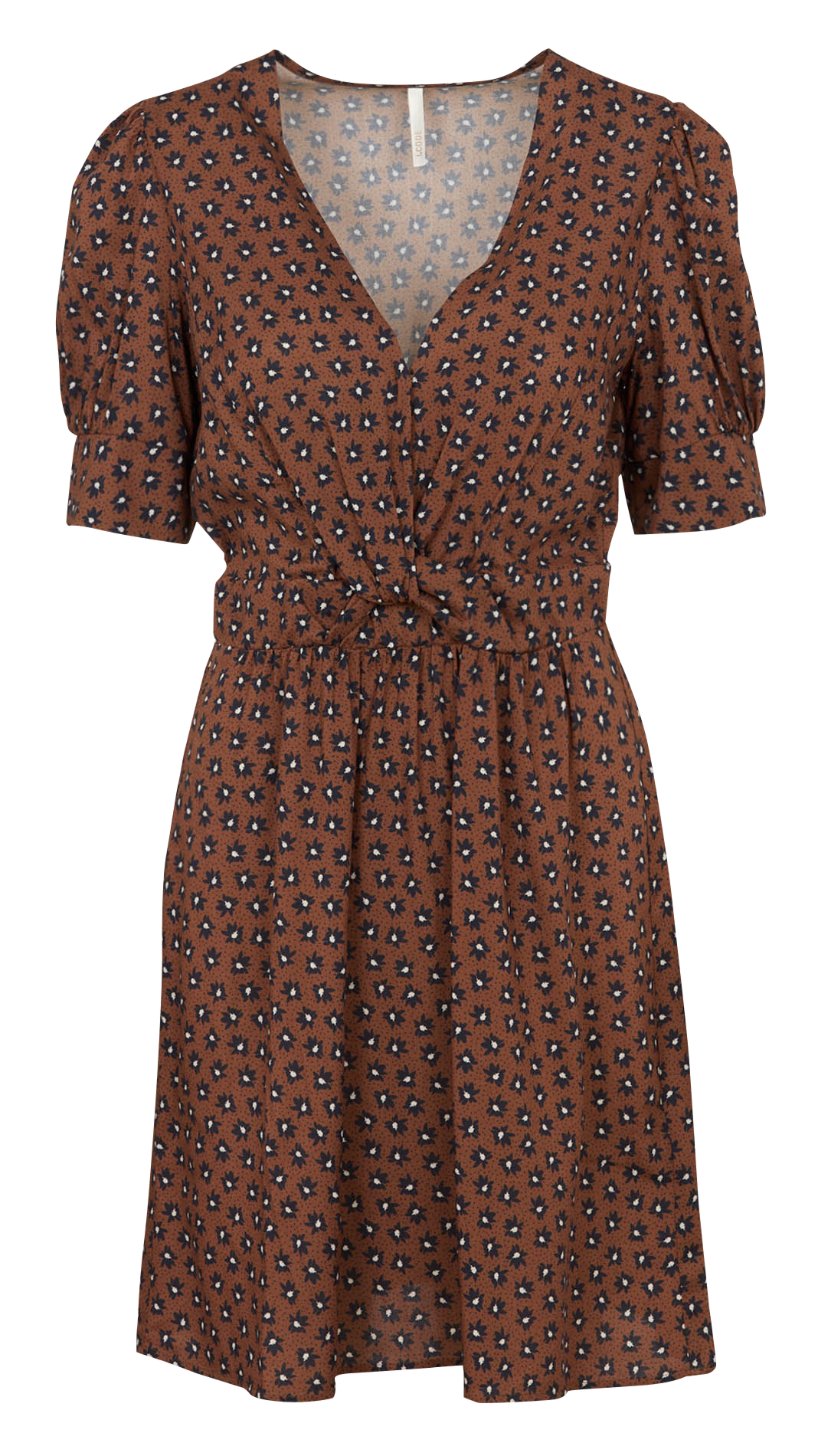 Abito corto con scollo a V stampa floreale I CODE Marrone