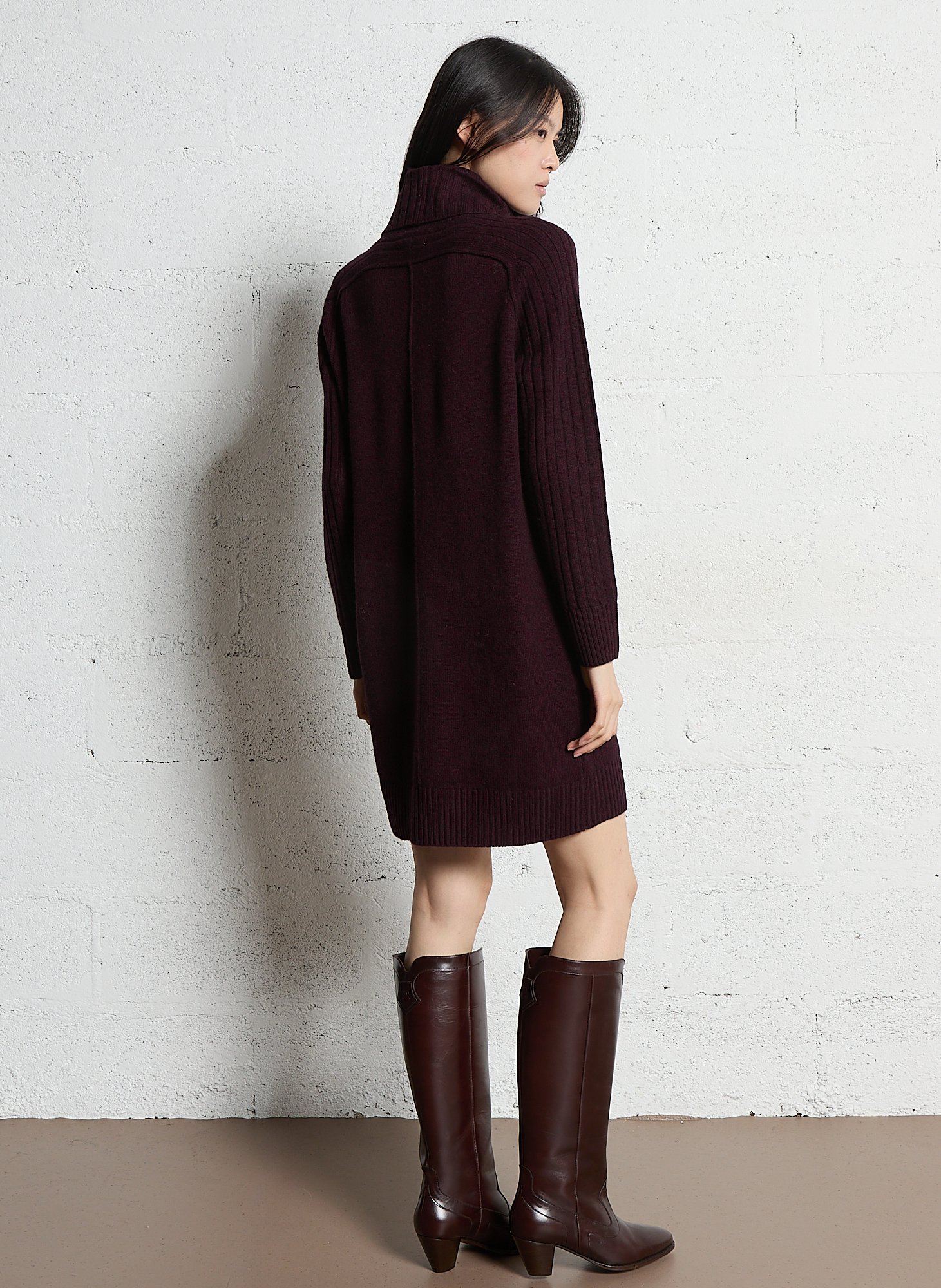 Short wool turtleneck dress MAISON 123 Purple
