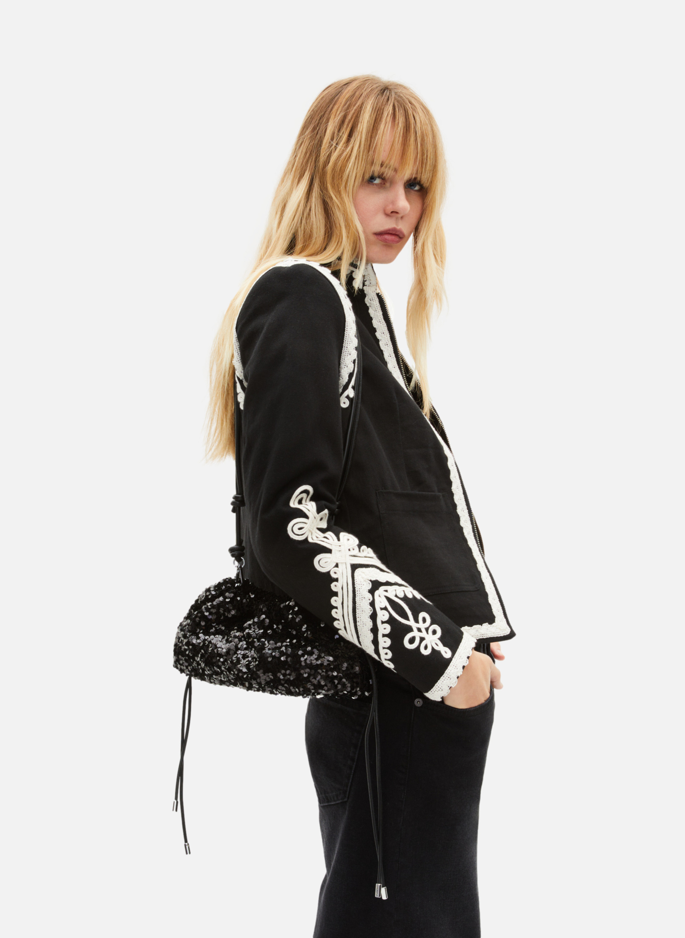 Embroidered cotton jacket THE KOOPLES Black