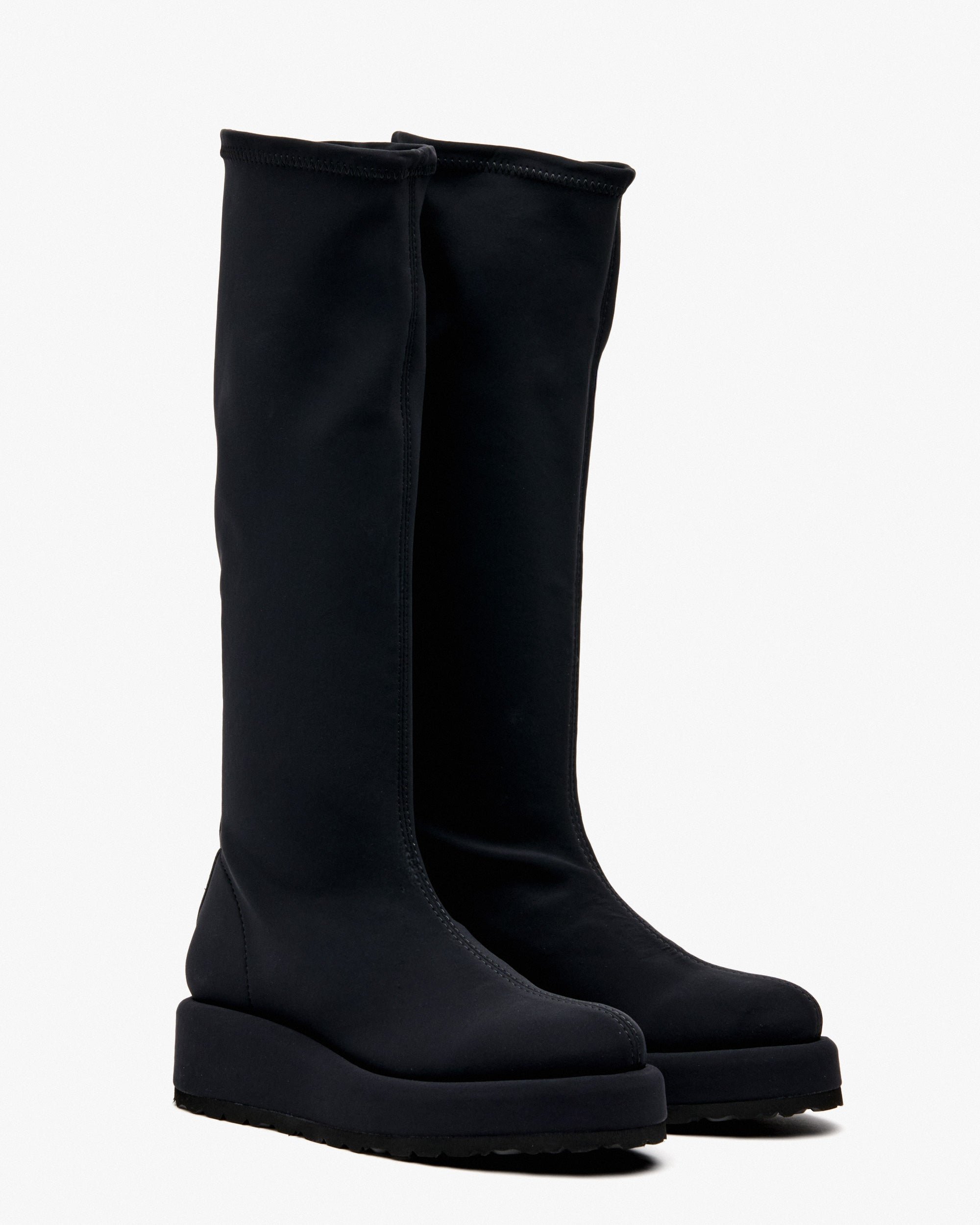 Black stretch fabric faux leather boots PEDRO MIRALLES Black