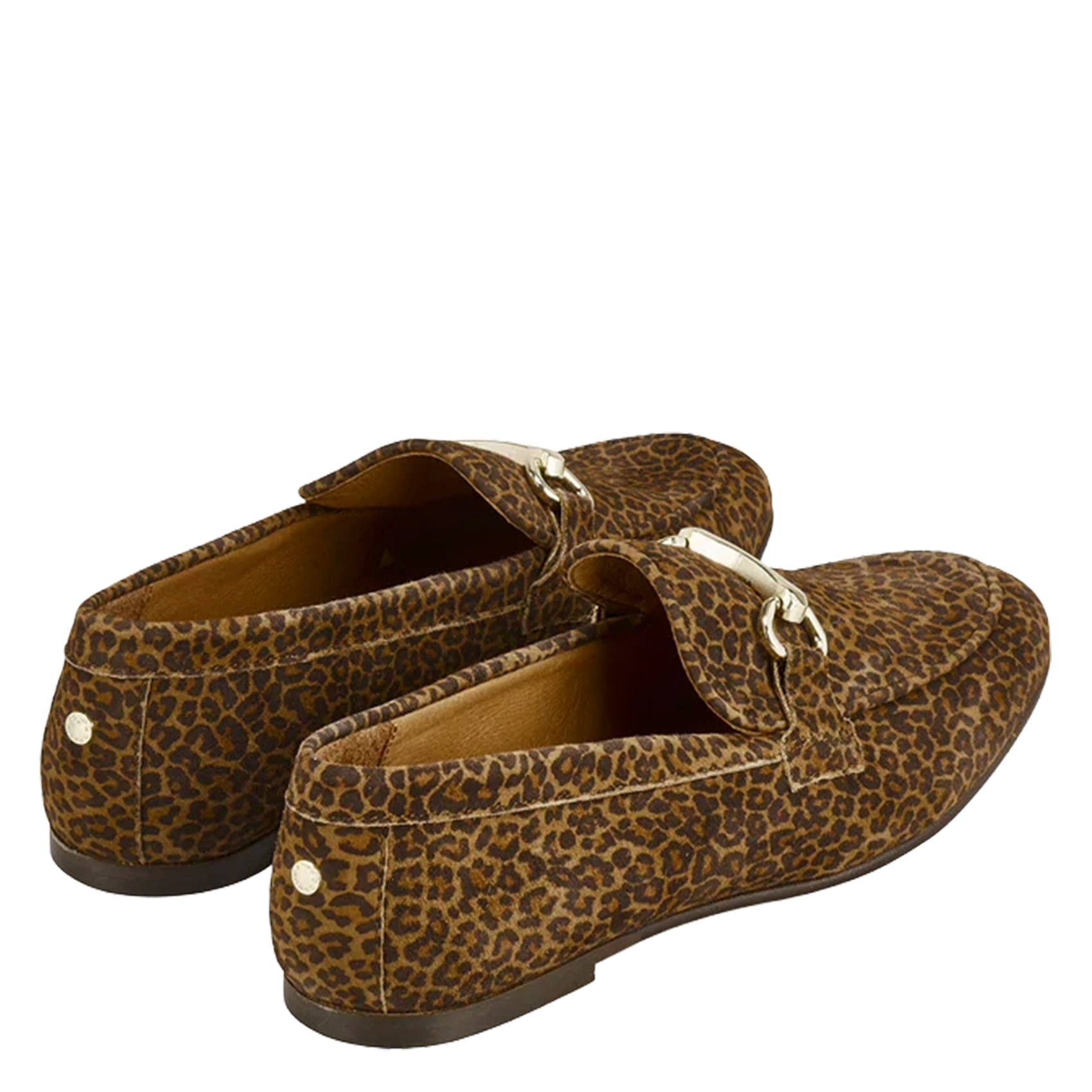 Leopard print leather ballerina flats COSMOPARIS Beige