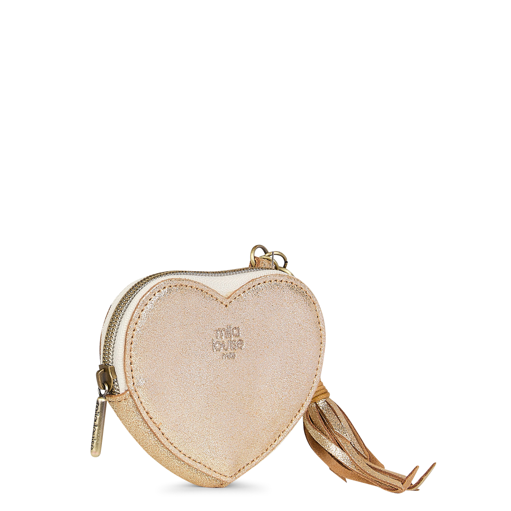 Portemonnee in de vorm van een hart van leer MILA LOUISE Beige